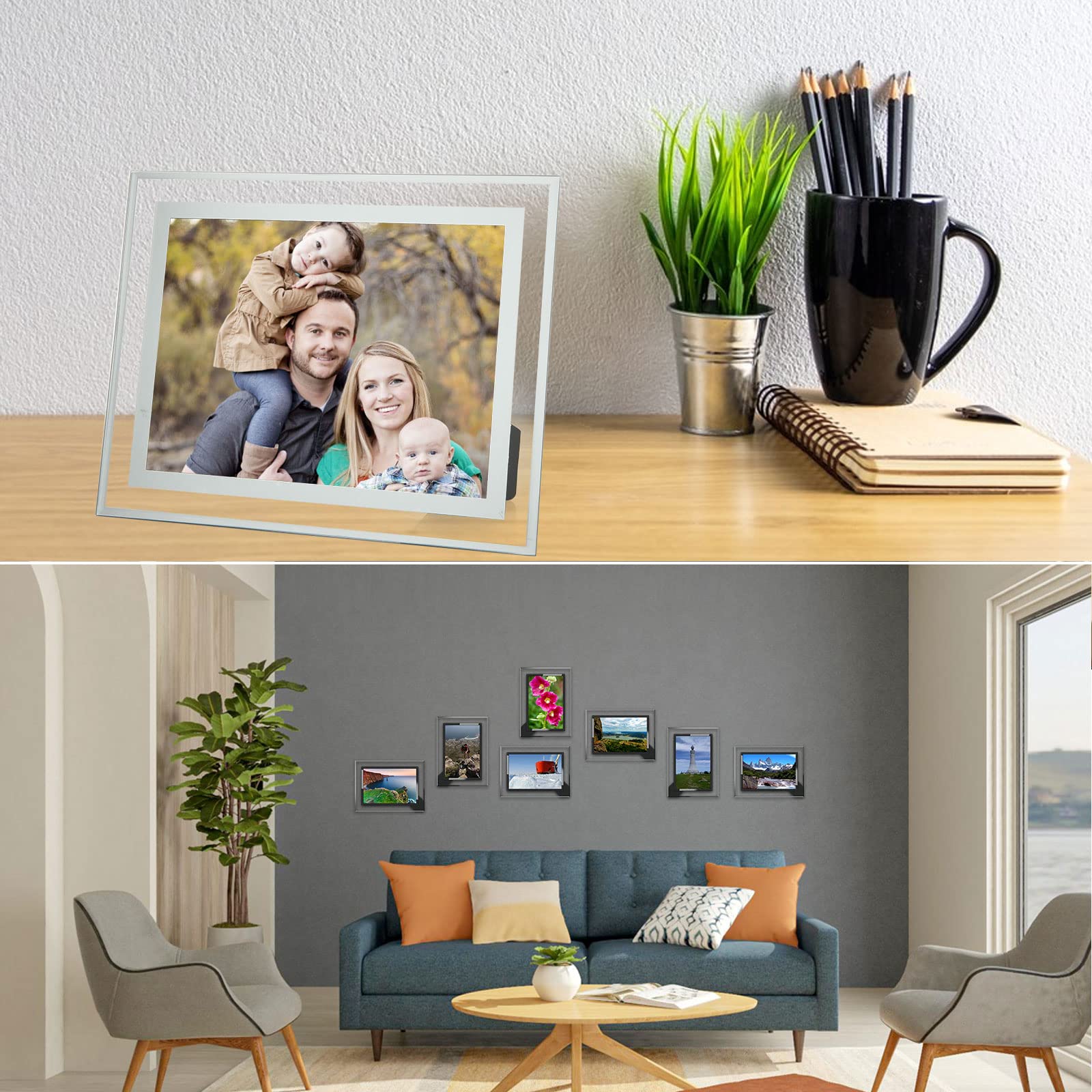 ASelected 8X10 Glass Picture Photo Frames - Silver Finish, Set of 2 | Tabletop & Wall Mount 7