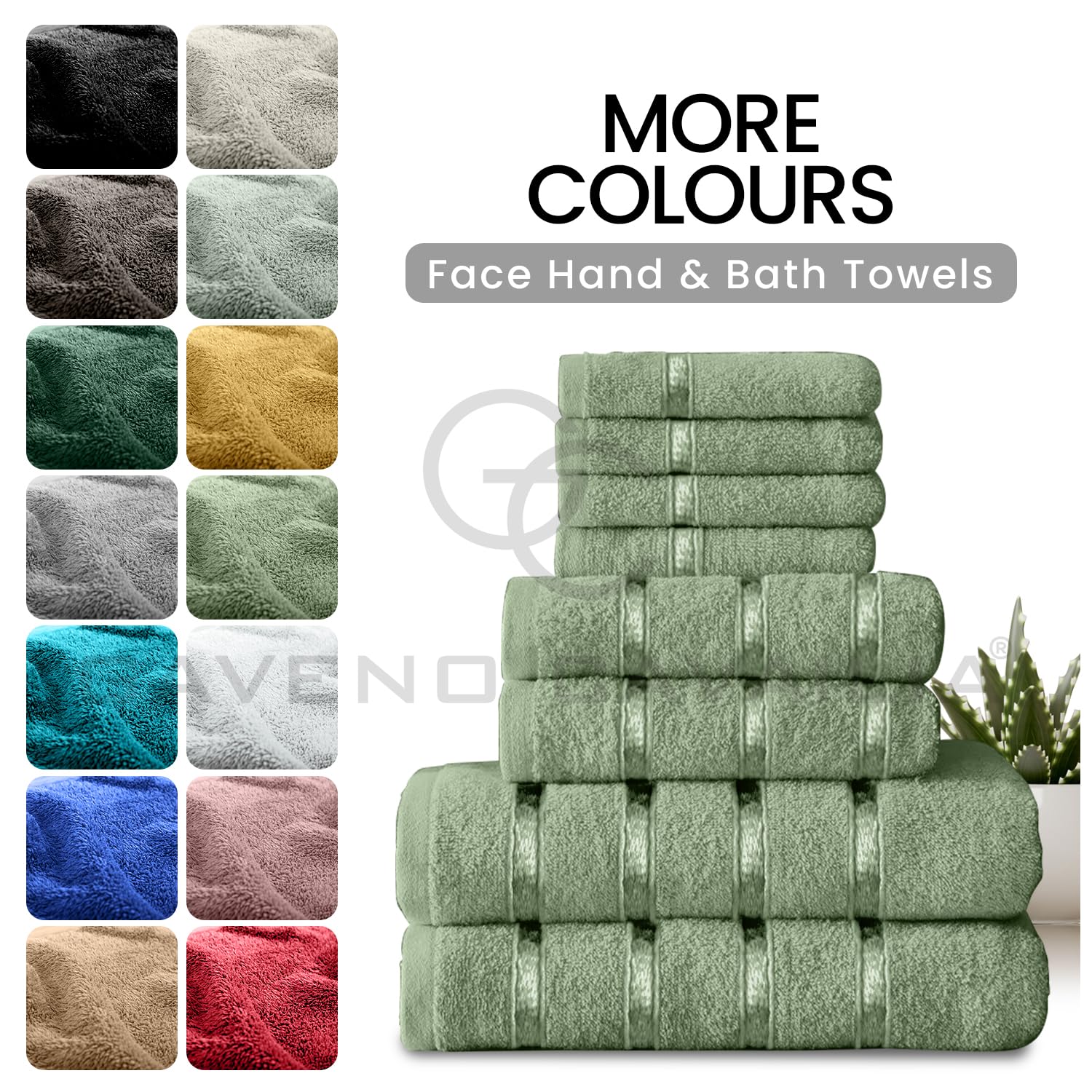 GC GAVENO CAVAILIA 8 Piece Egyptian Cotton Towel Set - 450 GSM | Sage Green | Quick Dry 5