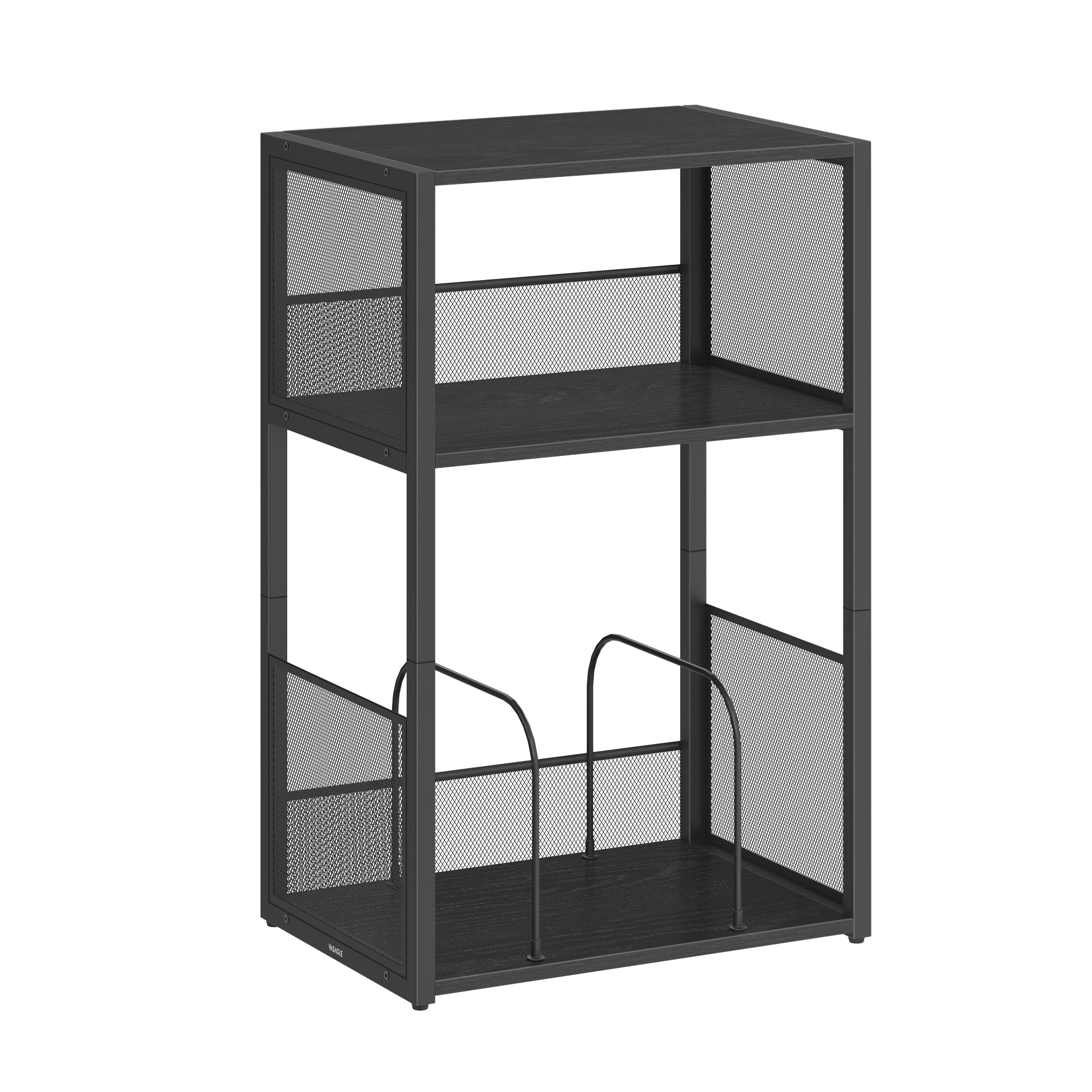 VASAGLE Record Player Stand & End Table - 3-Tier Storage for 100 Albums | Ebony Black 1