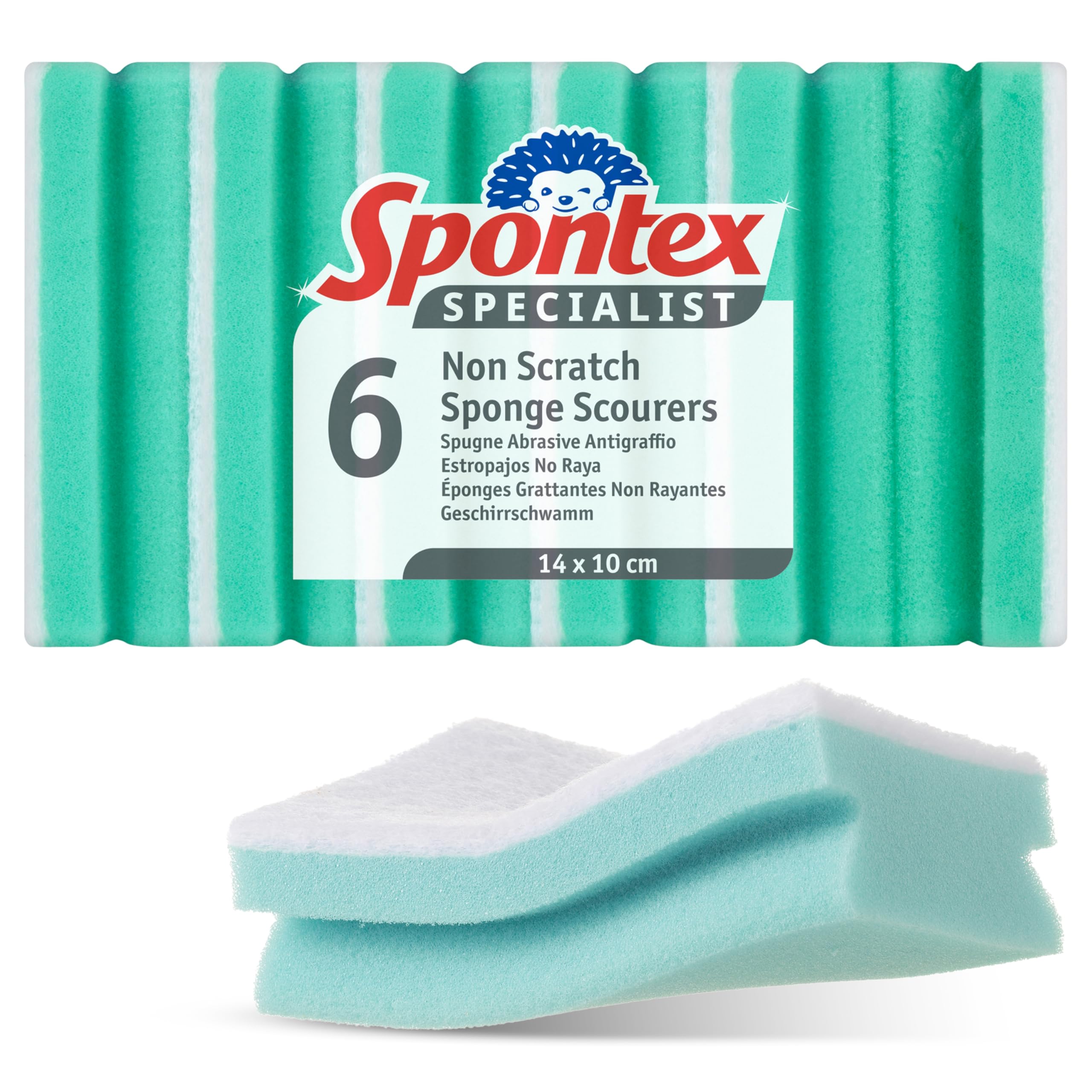 Spontex Specialist Non Scratch Sponge Scourers - XL Size, Pack of 6 | Machine Washable 1