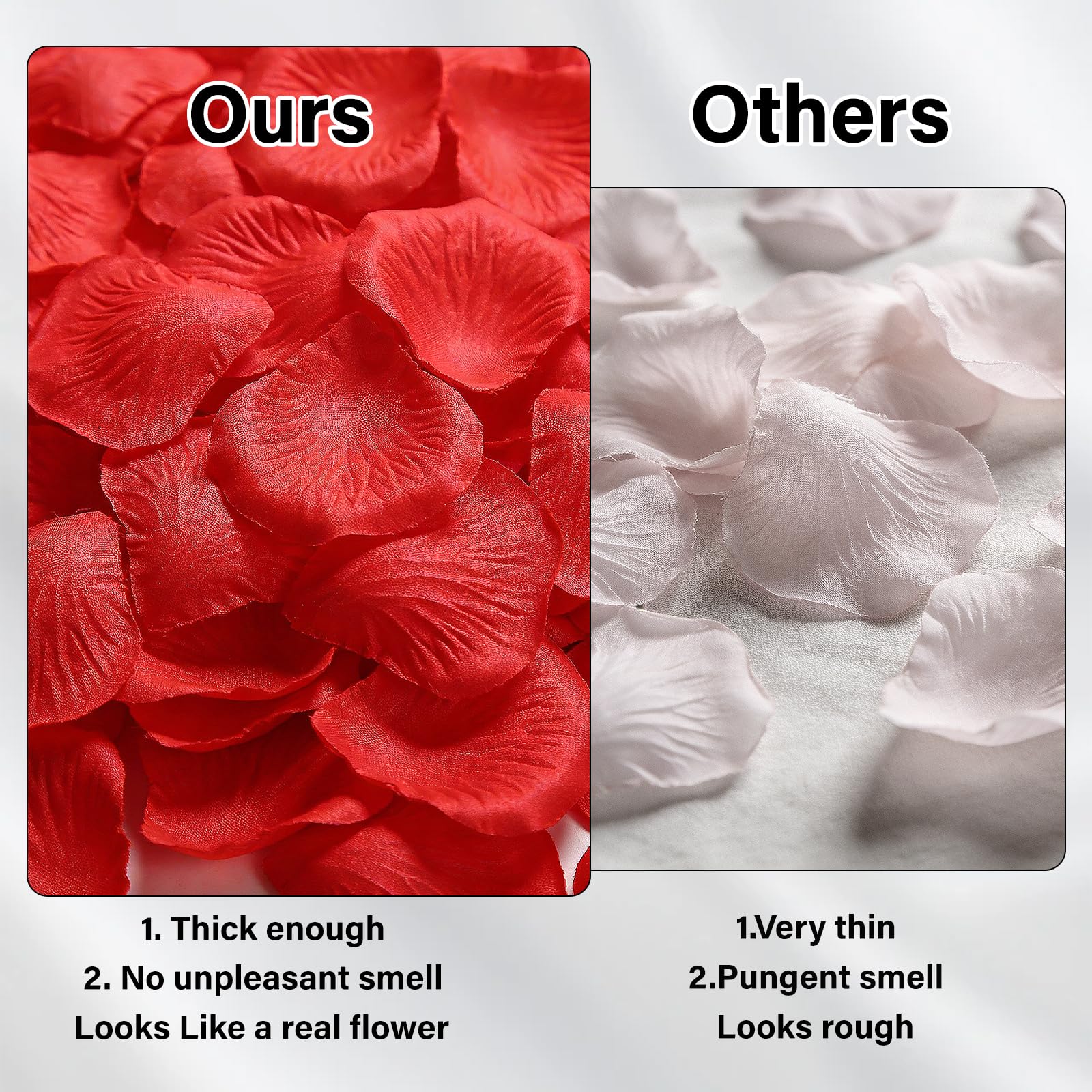 Muexoee Artificial Silk Rose Petals - 2400 Pack Red Petals for Weddings & Decor 4