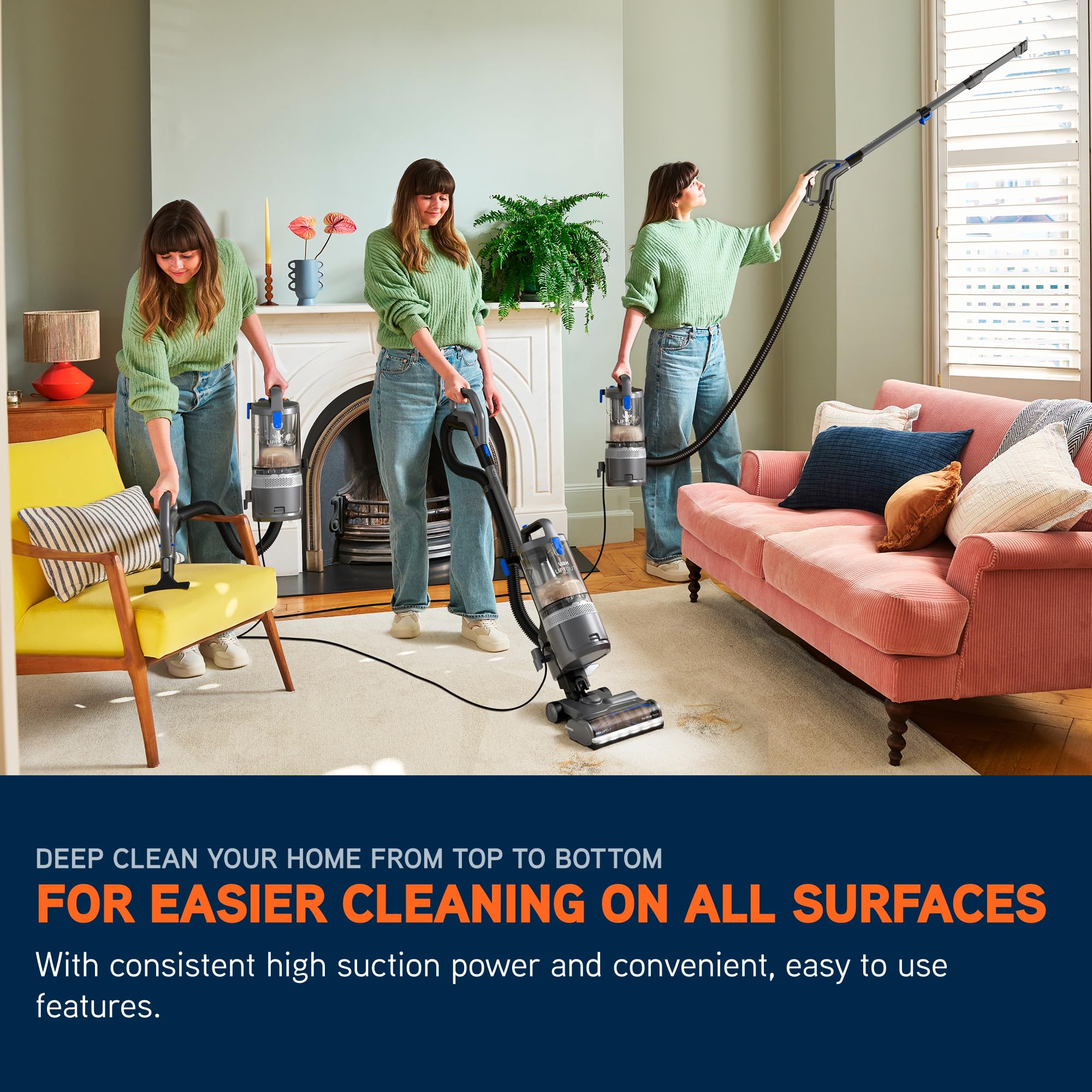 Vax LiftOut Pet Corded Upright Bagless Vacuum Cleaner - 600W, 6.1kg, 2L Capacity, Graphite/Blue 3