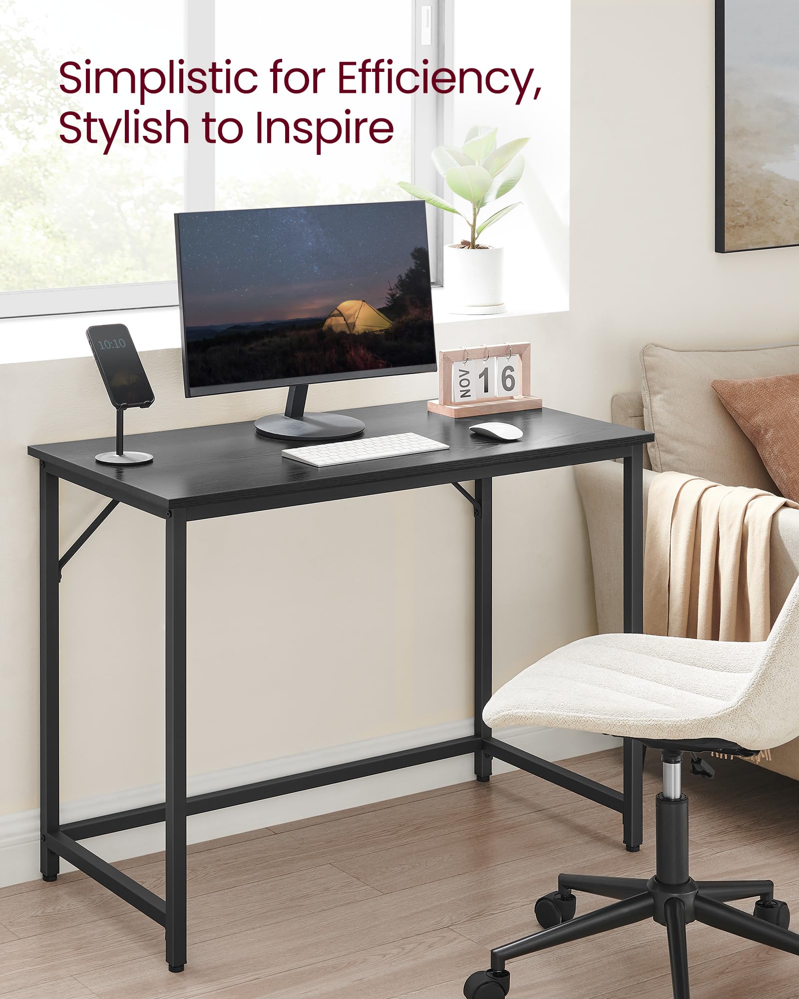 VASAGLE Computer Desk - Compact 100 x 50 cm Workspace | Sturdy Steel Frame | Adjustable Feet 5