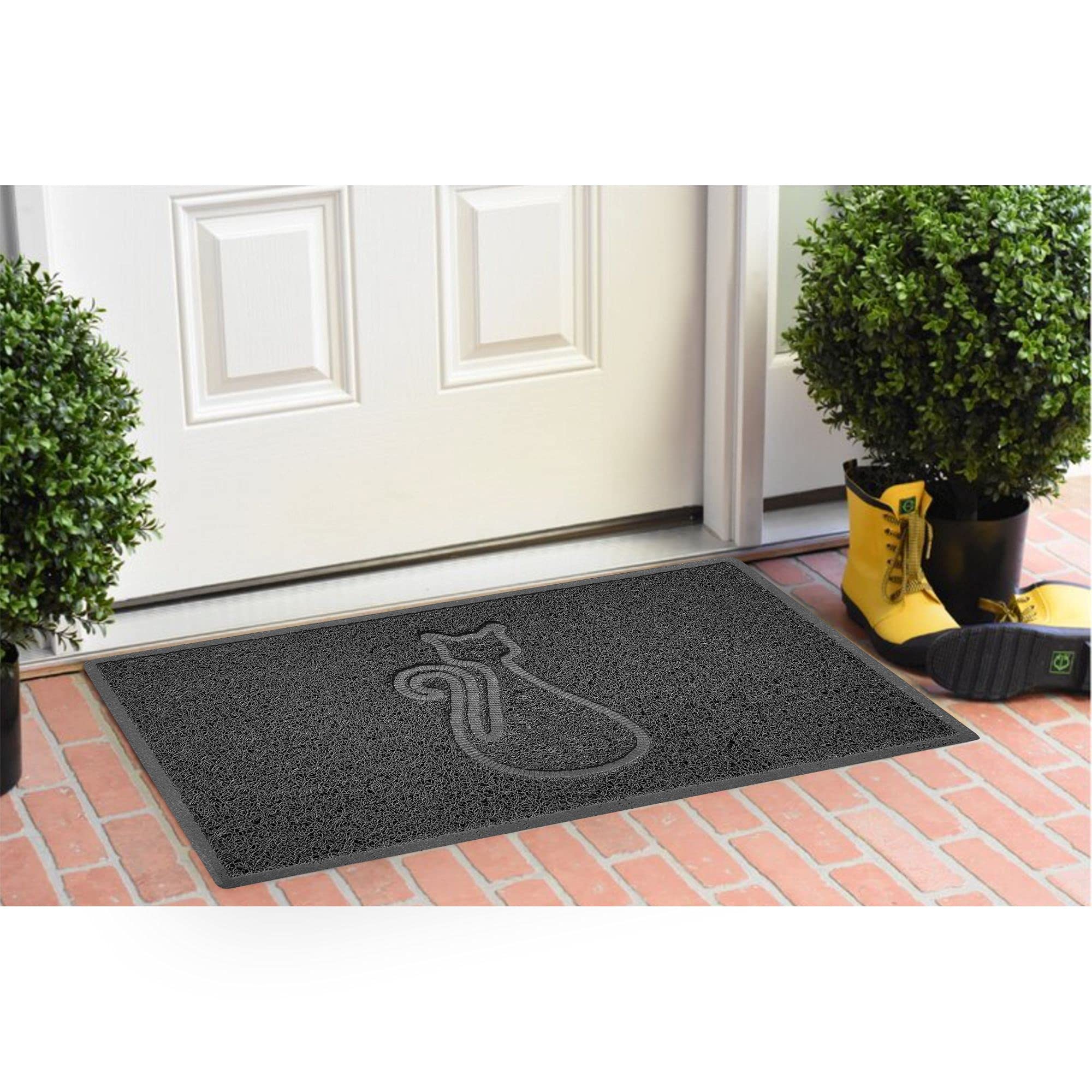 Nicoman Double Heart Doormat - Dirt Trapper, Washable, Quick Drying | 60x40cm Dark Grey 8