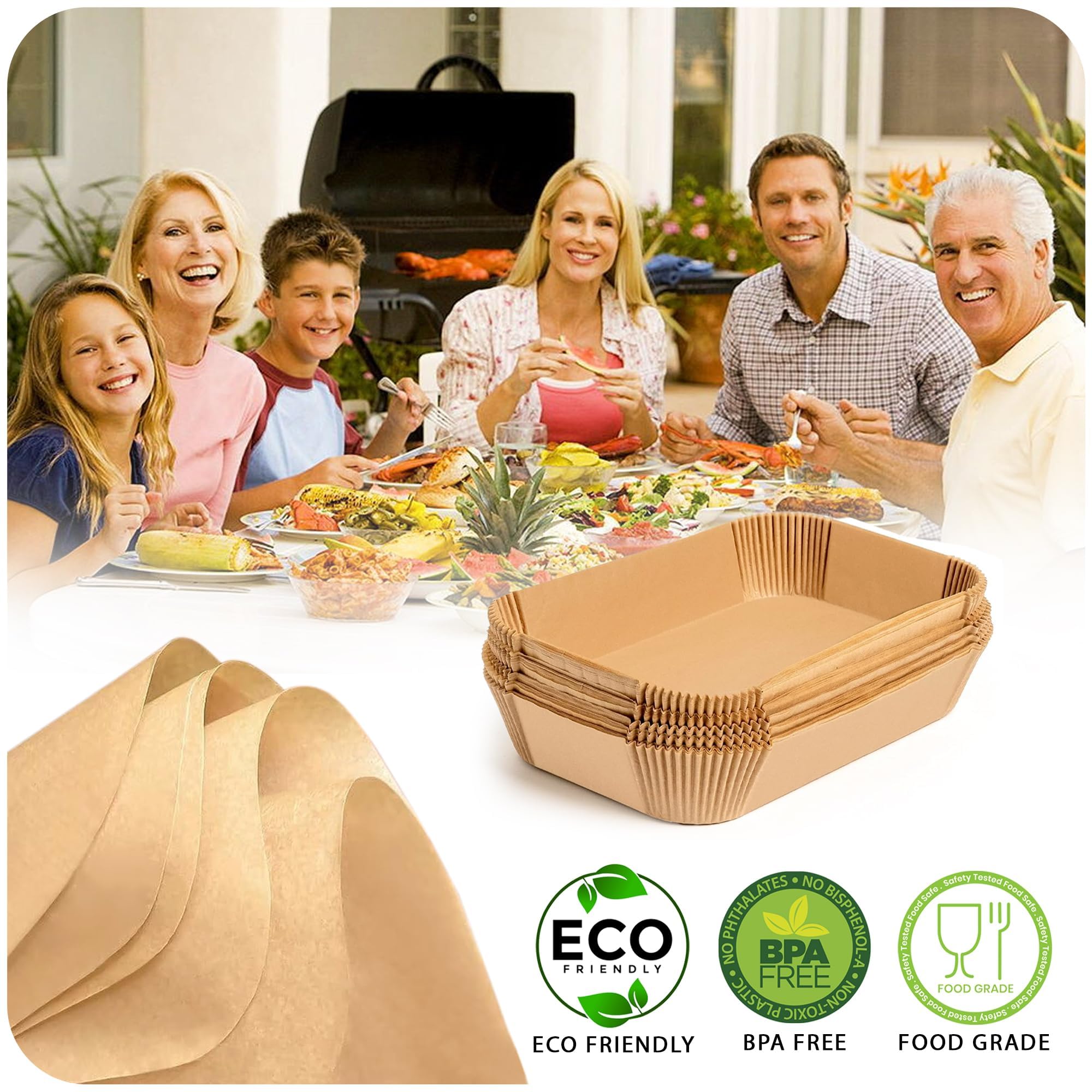 Roe Tenpo Air Fryer Liners - 100Pcs Disposable Non-Stick Parchment Paper for Dual Zone Fryers | 5.5 x 8.7 Inch 4