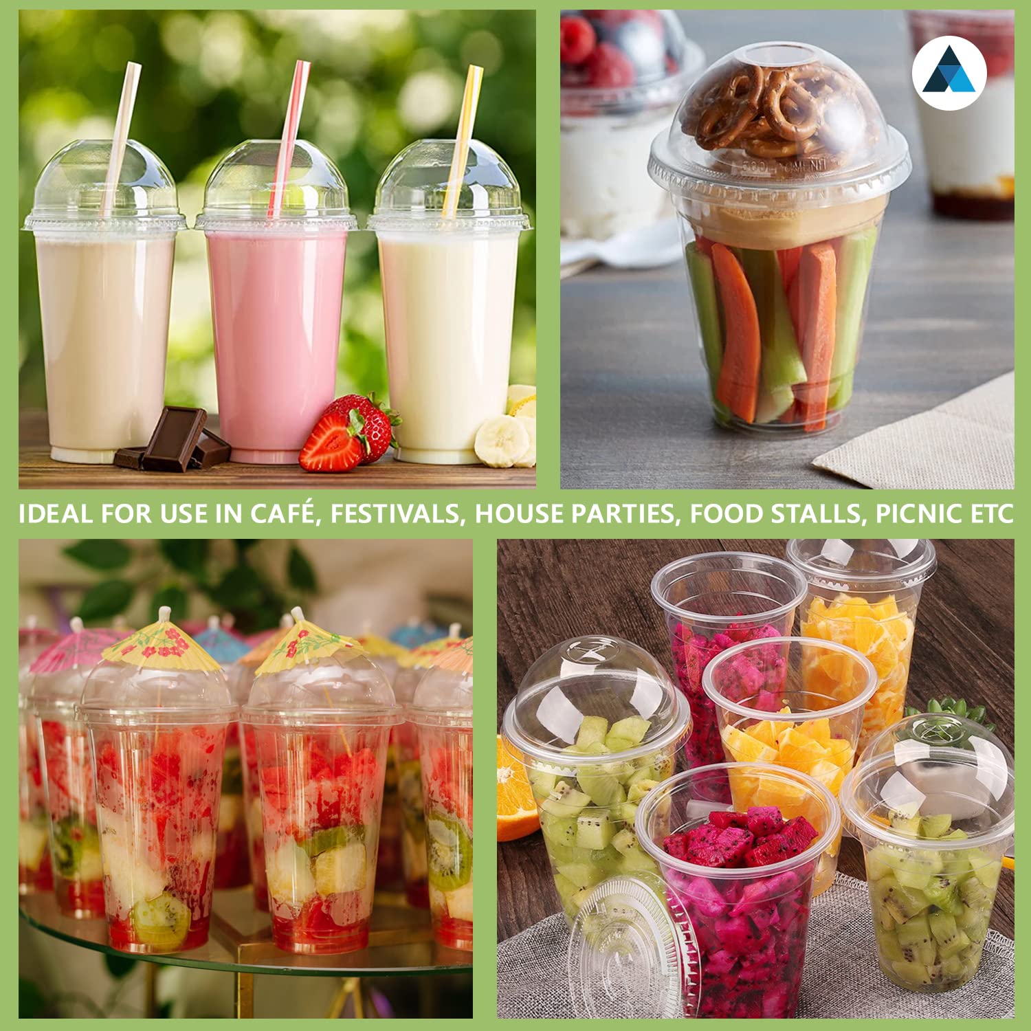 Nationwide Paper Strong Smoothie Cups with Dome Lids | 12oz | 50 Count | Transparent Plastic 7