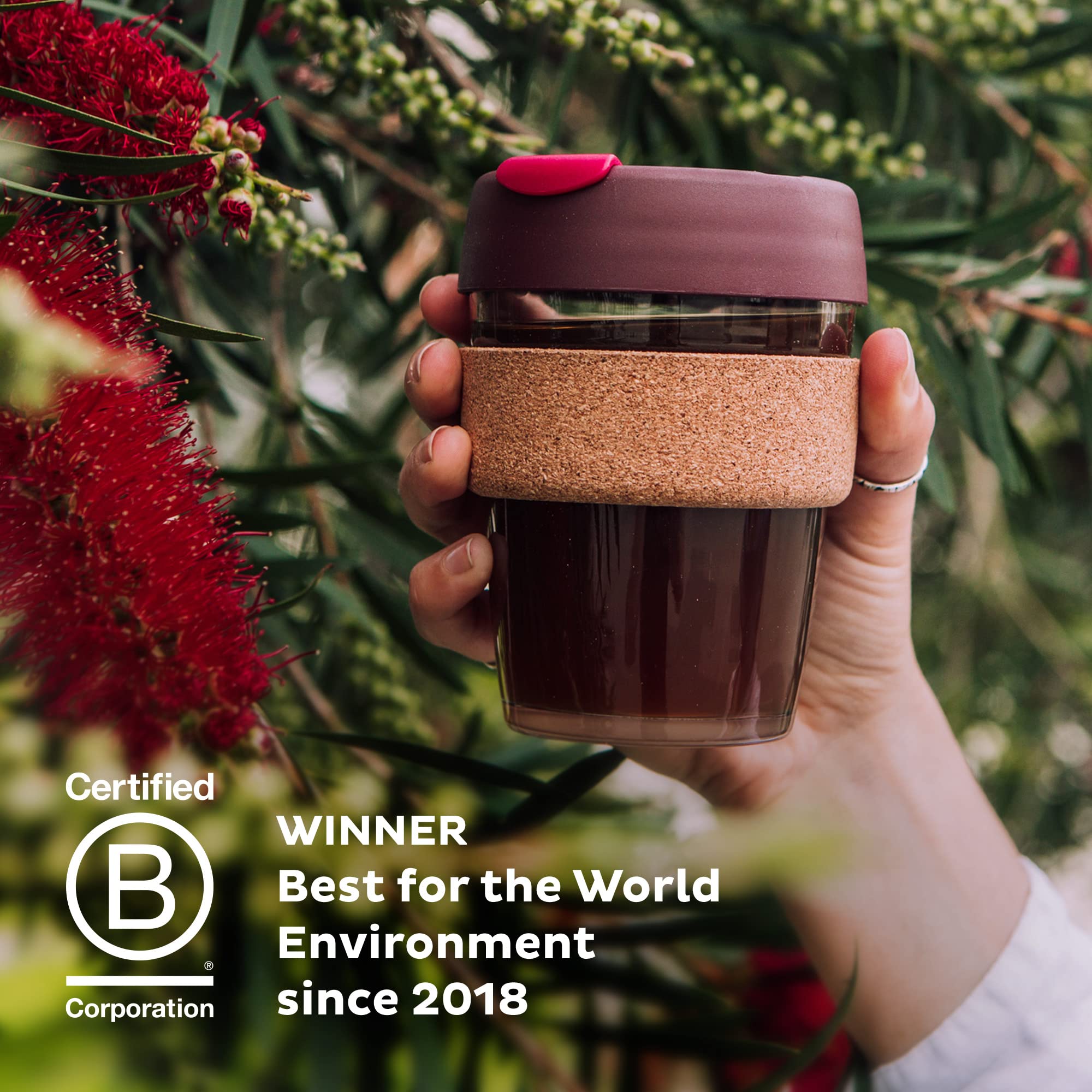 KeepCup Brew Cork Reusable Coffee Cup - Tempered Glass & Cork | 12oz/340ml | Black 7