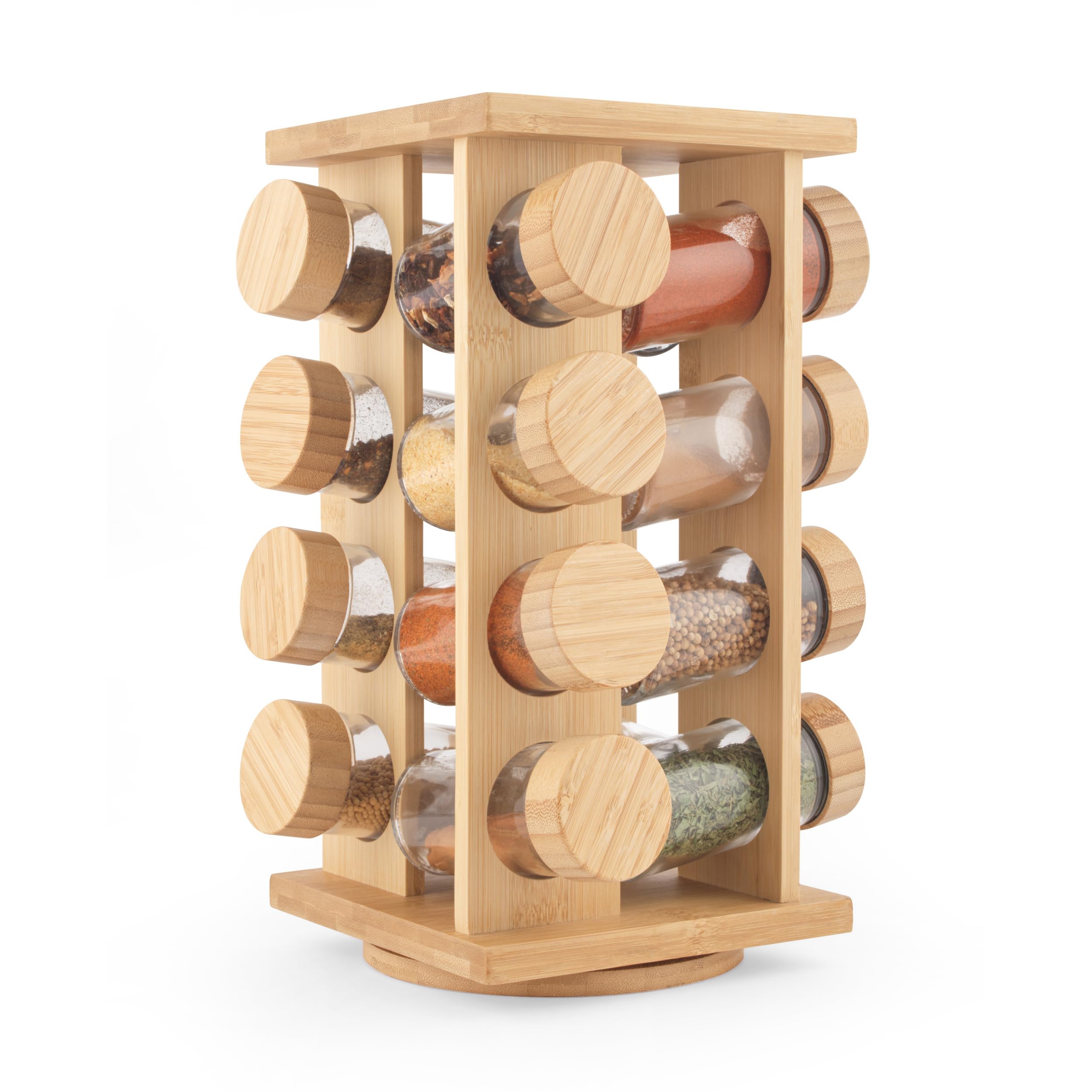 Salter Rotating Bamboo Spice Rack - 16 Jars Included | Countertop Storage | Bamboo Material 1