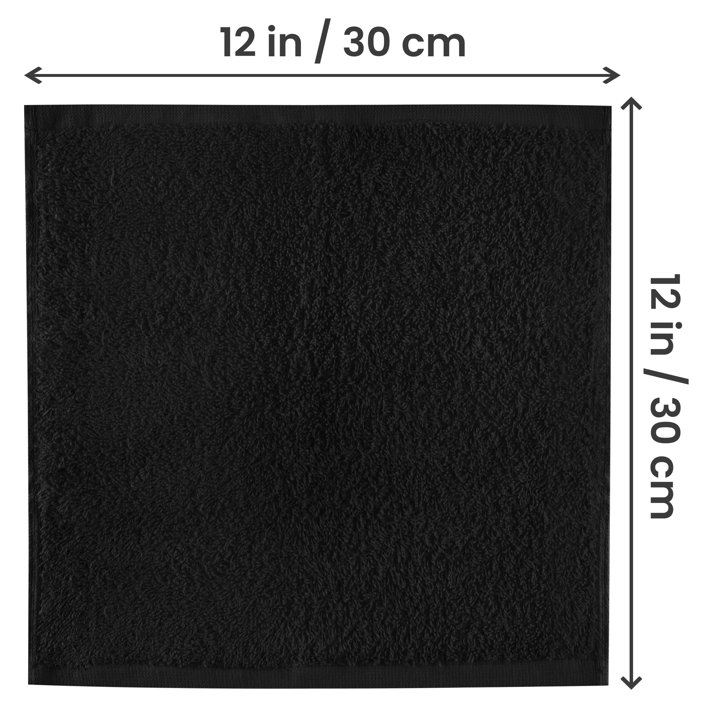 Utopia Towels 100% Ring Spun Cotton Washcloths Set - Black, 12 Pack, 12x12 Inches 2