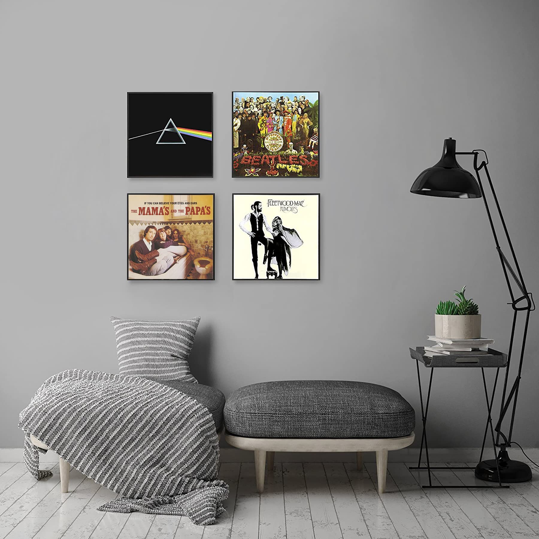 Americanflat Vinyl Frame - 32x32 cm Black Aluminum with Polished Plexi Cover | Set of 4 7