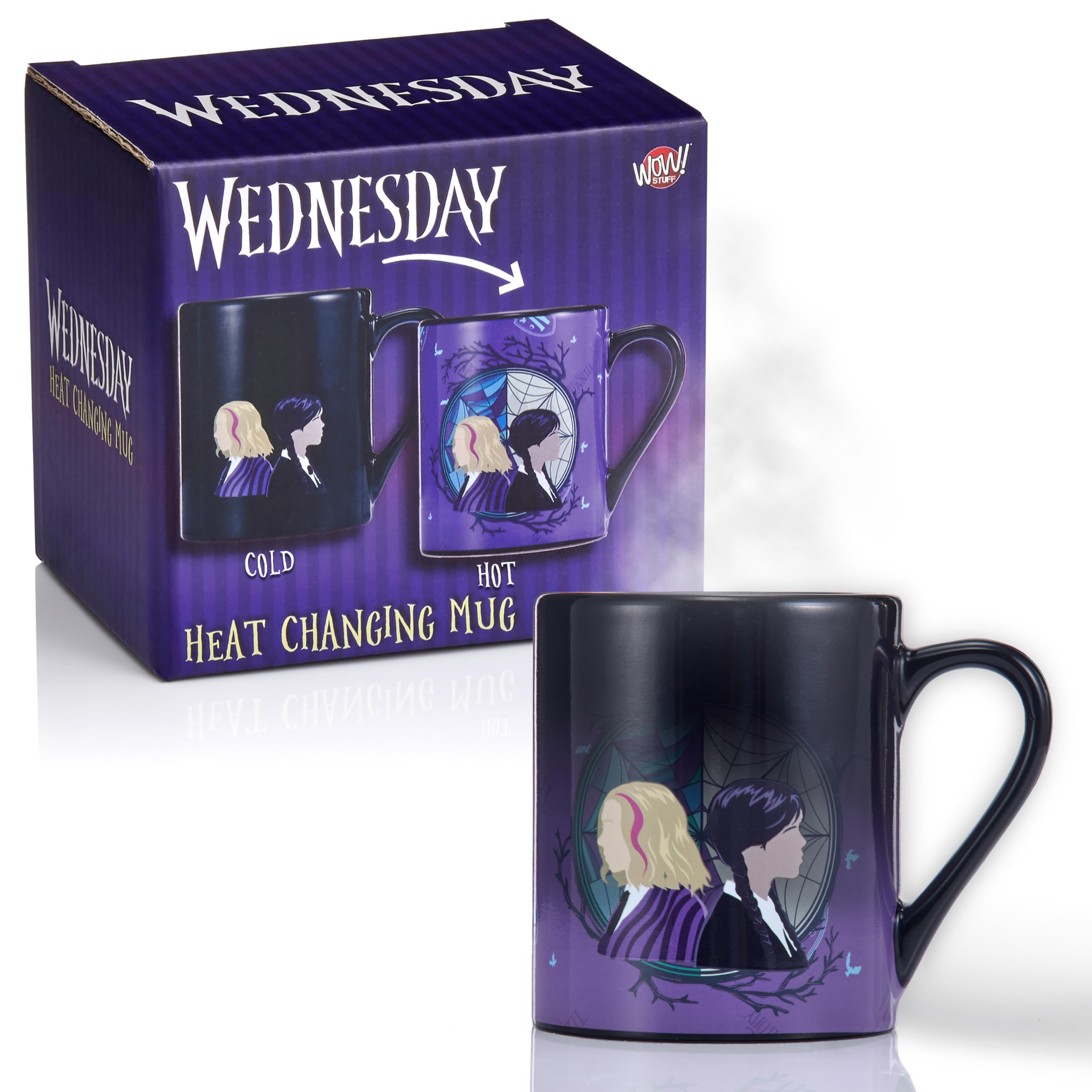 WOW! STUFF Wednesday Heat Changing Ceramic Coffee Mug | Purple | Heat Reveal Technology 1