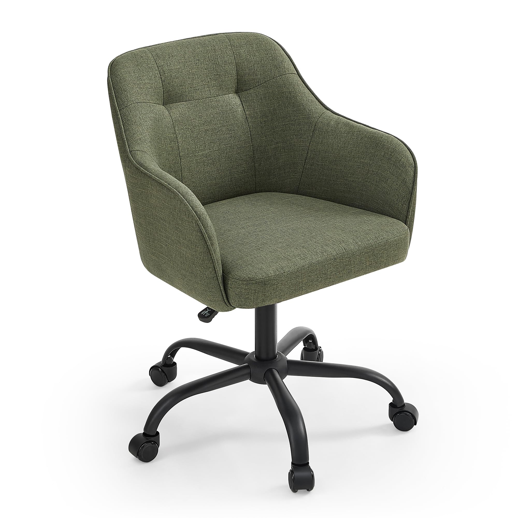 SONGMICS Office Chair - Adjustable Height Swivel Design | 110 kg Load Capacity | Green Cotton-Linen