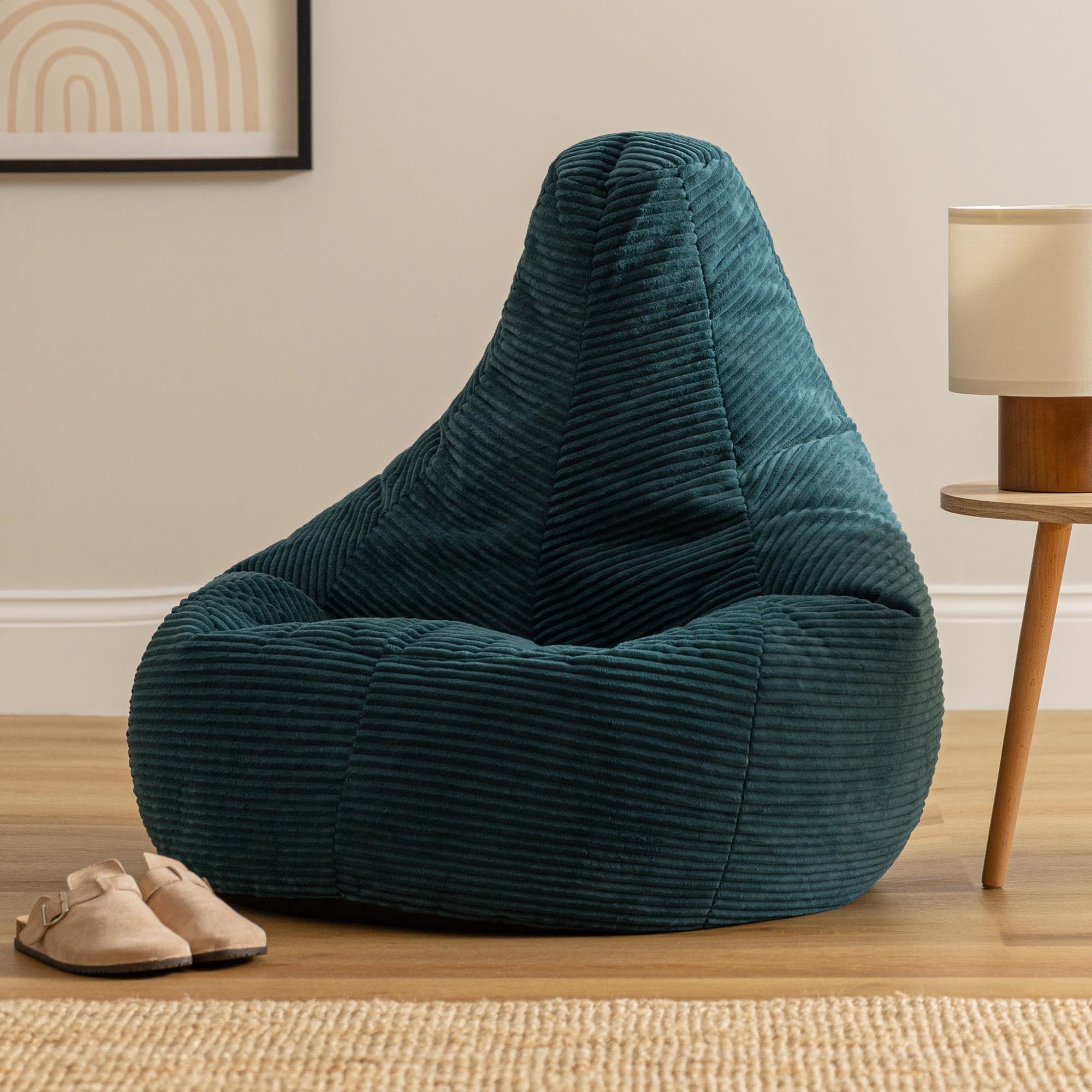 icon Dalton Cord Bean Bag Chair - Supportive Recliner Shape | Teal Green | Large Adult Size 4
