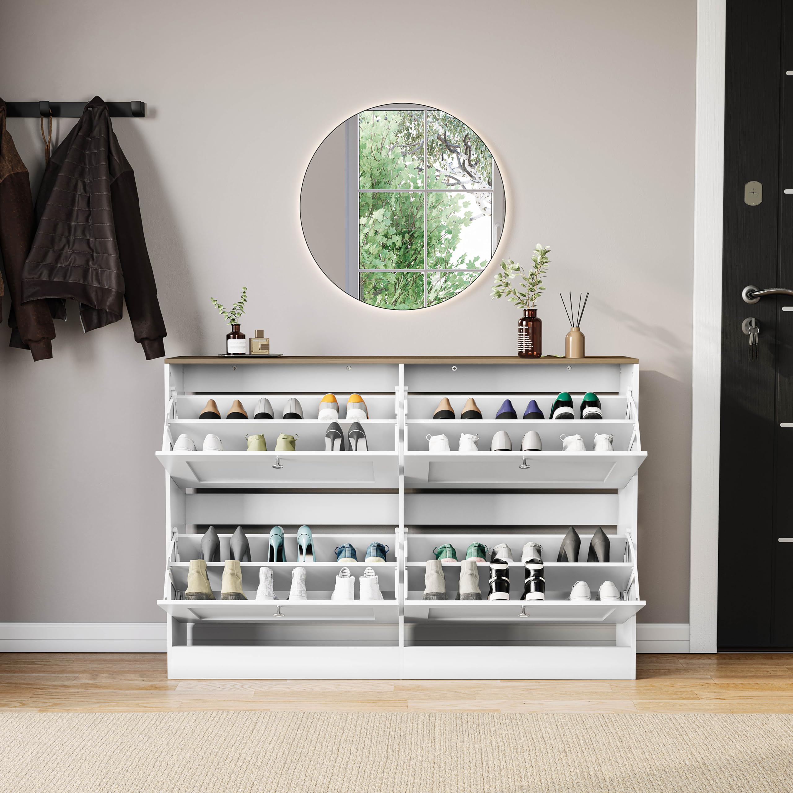 Vida Designs 4 Drawer Shoe Cabinet - White & Oak | Compact, Space-Saving Storage | 80 H x 105 W cm 6