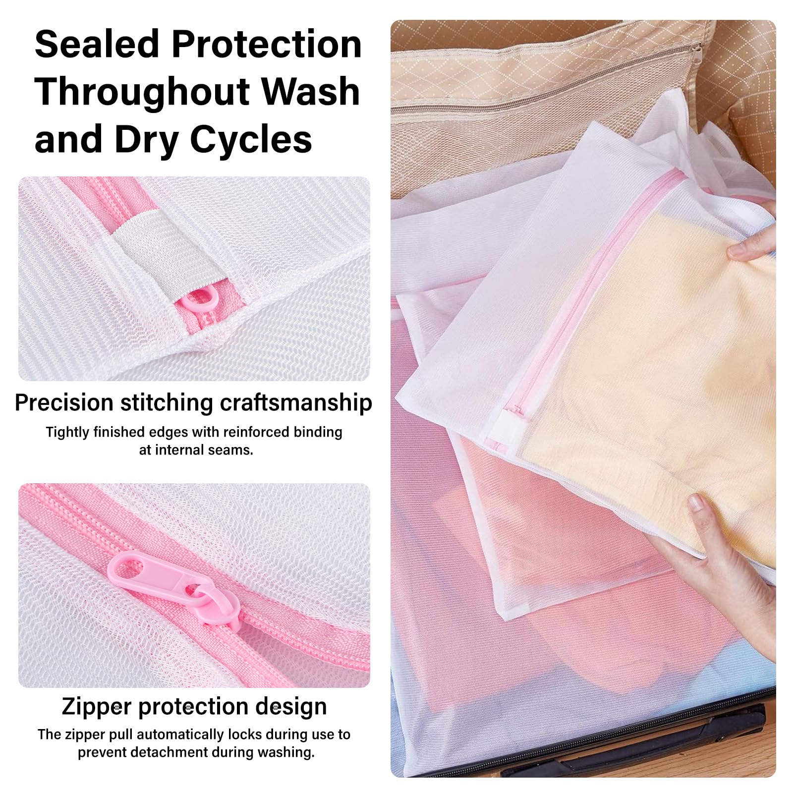 Admygo 6 PCS Mesh Laundry Wash Bags - 3 Sizes (L/M/S) for Delicates with Secure Zipper 4