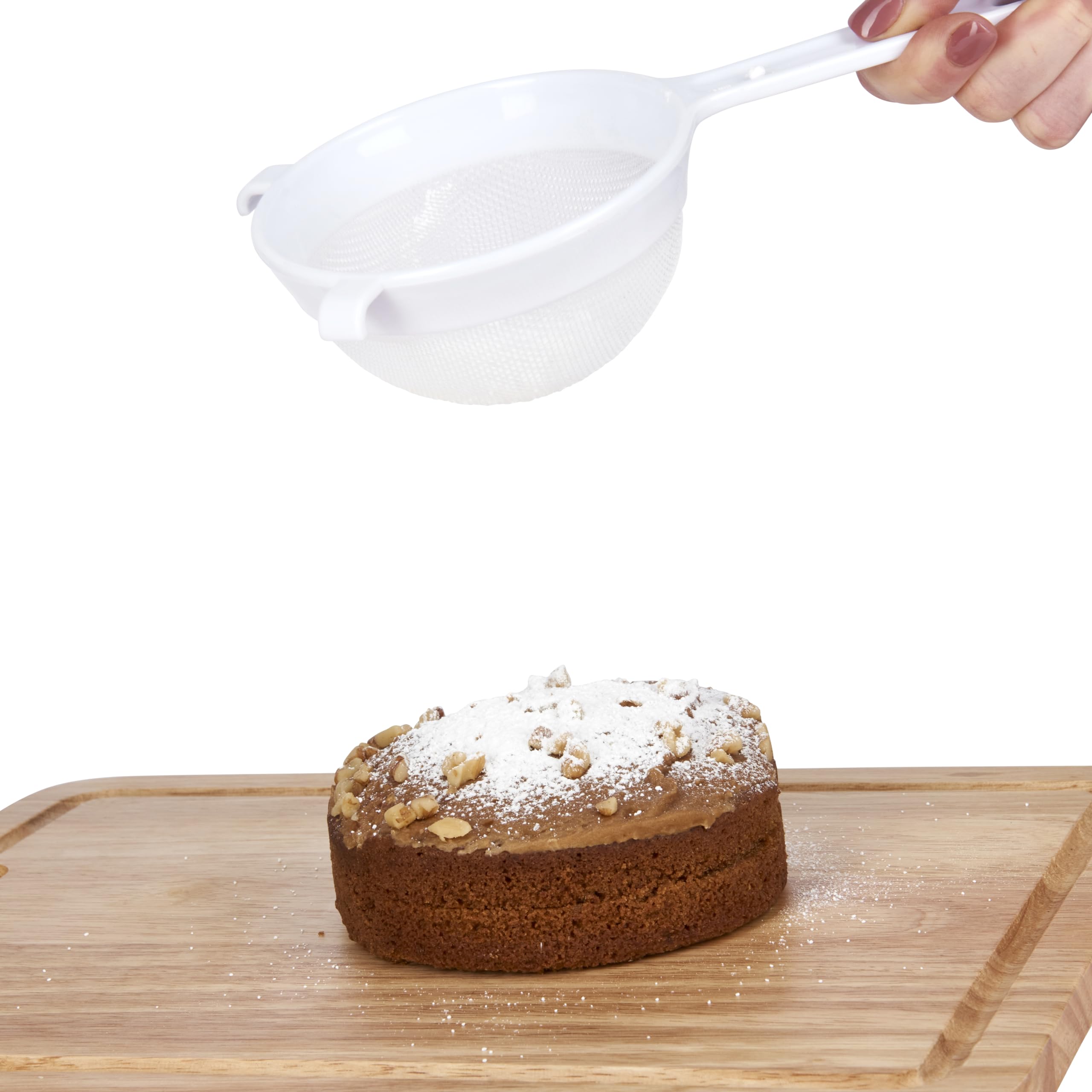 KitchenCraft Plastic Sieve with Heat Resistant Nylon Mesh - 12cm (4.5 Inch) Size, White 2