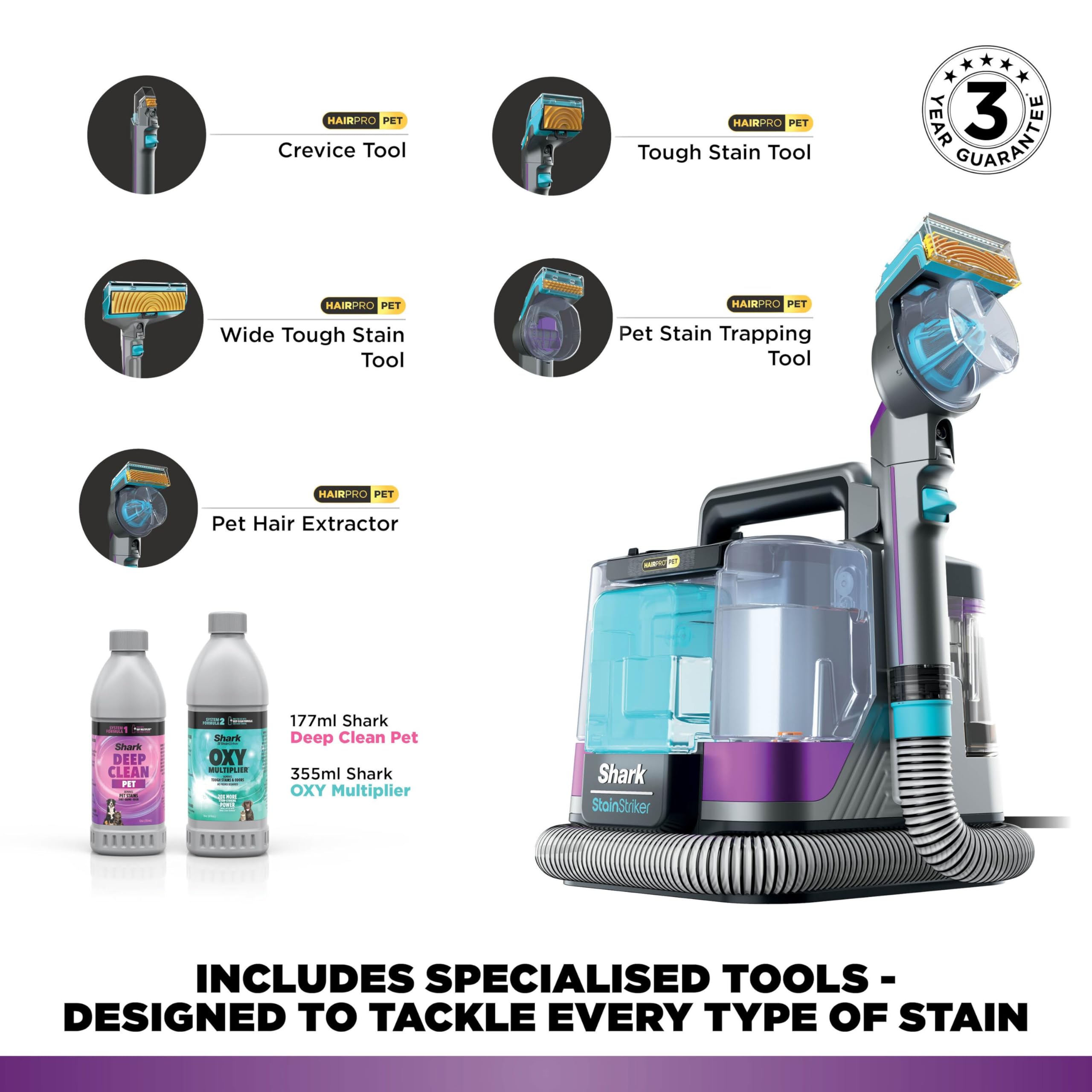 Shark StainStriker HairPro Pet Spot Cleaner PX250UKT - Anti-Clog Hair Extractor | 2 Formulas Included 6