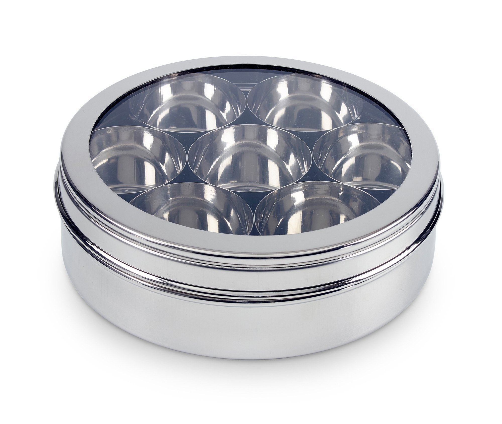 Zinel 7200 Stainless Steel Spice Box/Masala Dabba with 7 Compartments | 16cm Diameter | Silver 4