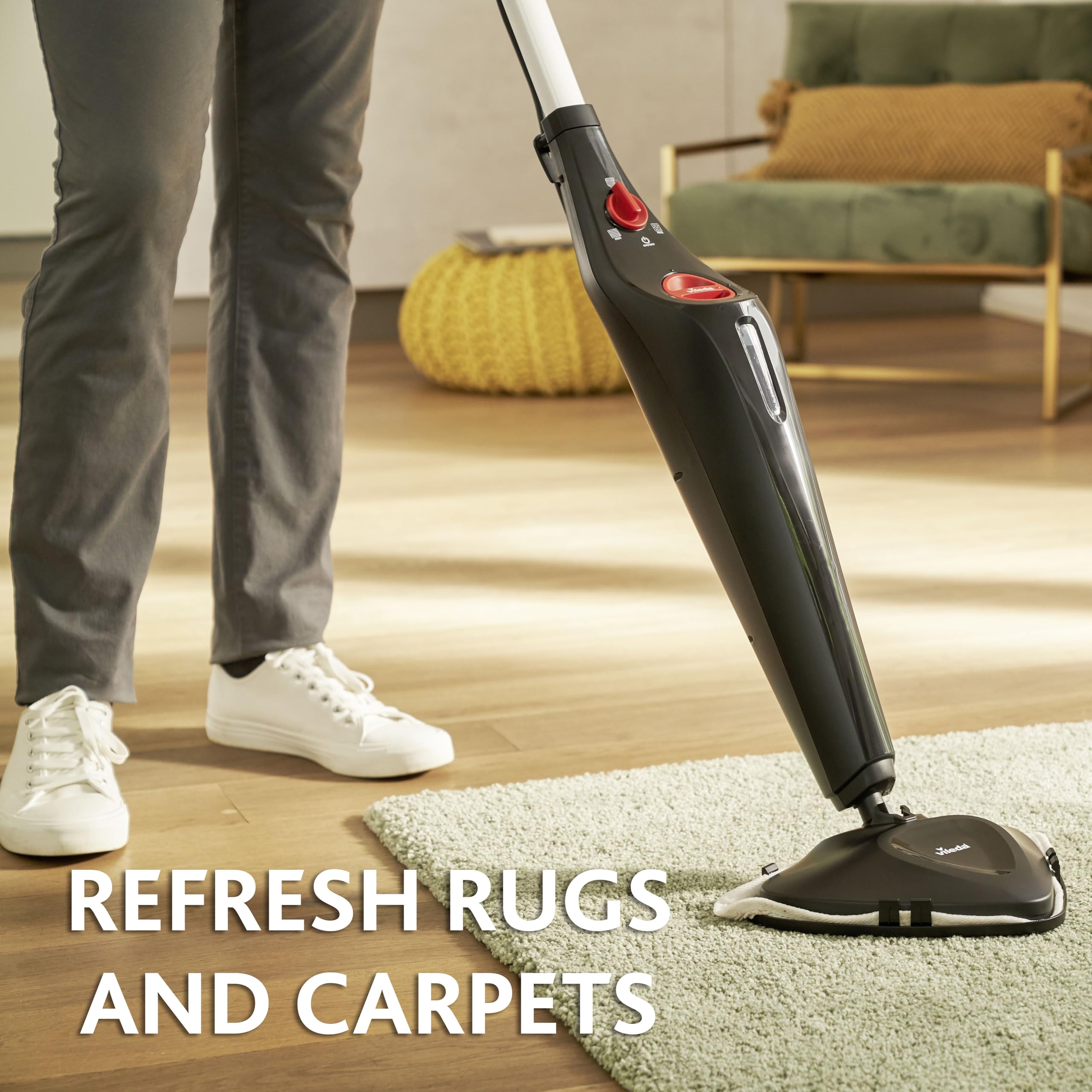 Vileda Steam Mop Steam PLUS - Kills 99.9% Bacteria | 15 Sec Heat Up | 6m Cable 6