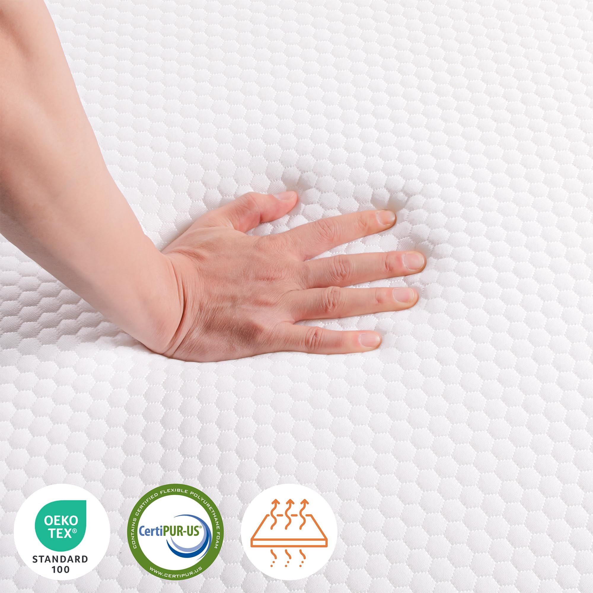 TeQsli Folding Mattress - 15cm Single Memory Foam, OEKO-TEX & CertiPUR-US Approved | Portable 4