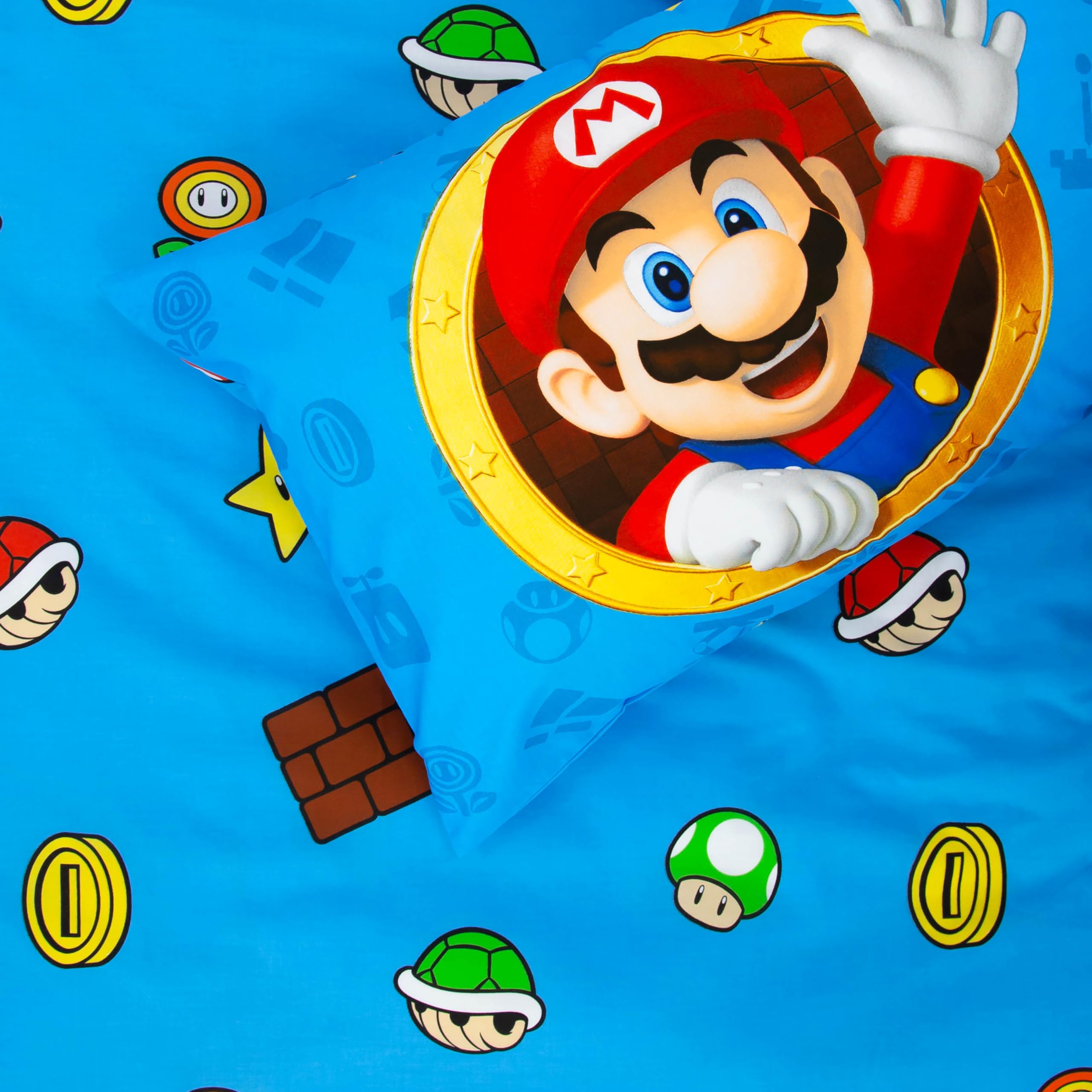 Character World Nintendo Super Mario Official Single Duvet Cover Set, Reversible Splitter Design 8