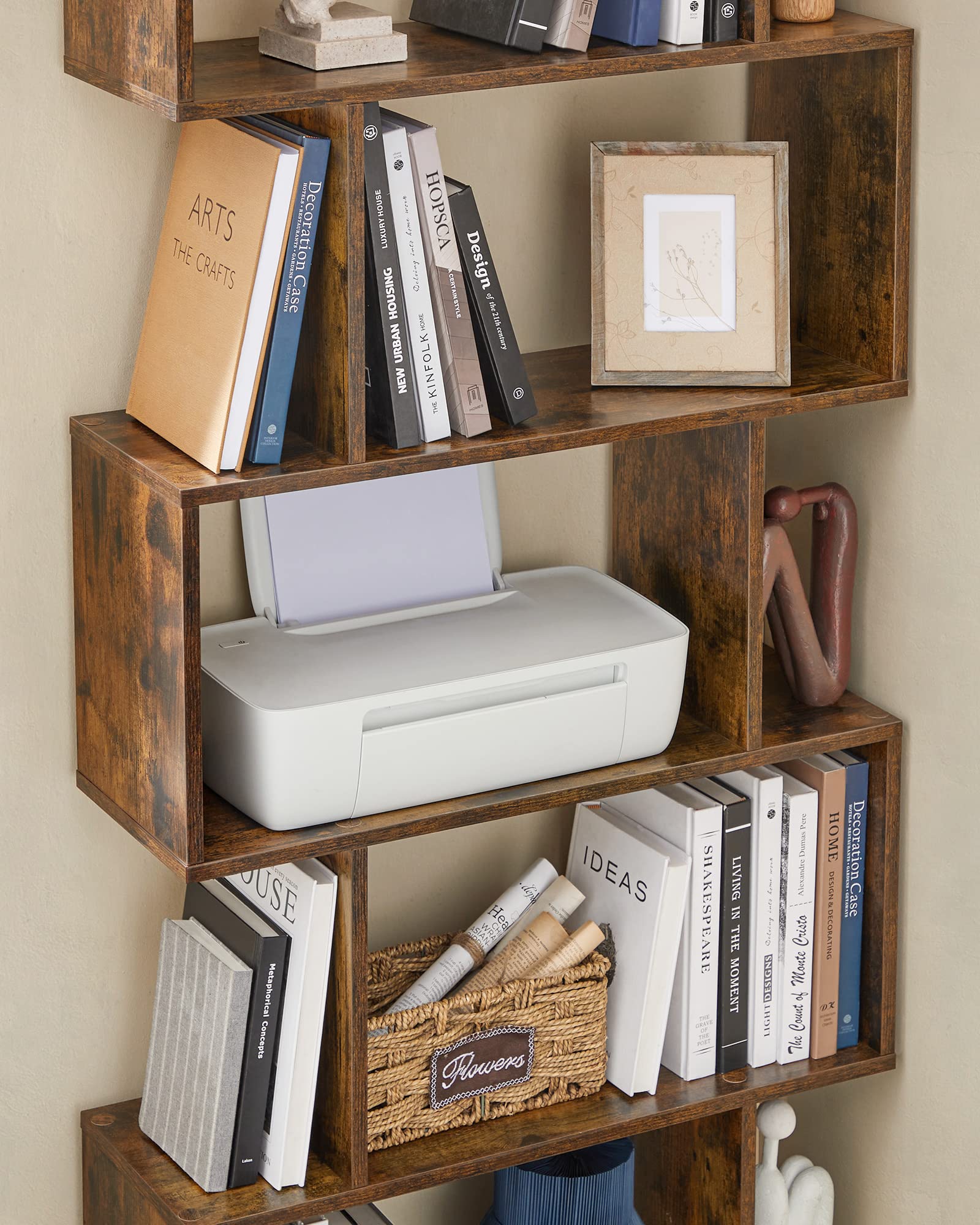 VASAGLE 6-Tier Bookshelf - Freestanding Storage Shelf | 70W x 191.6H cm | Vintage Brown 6