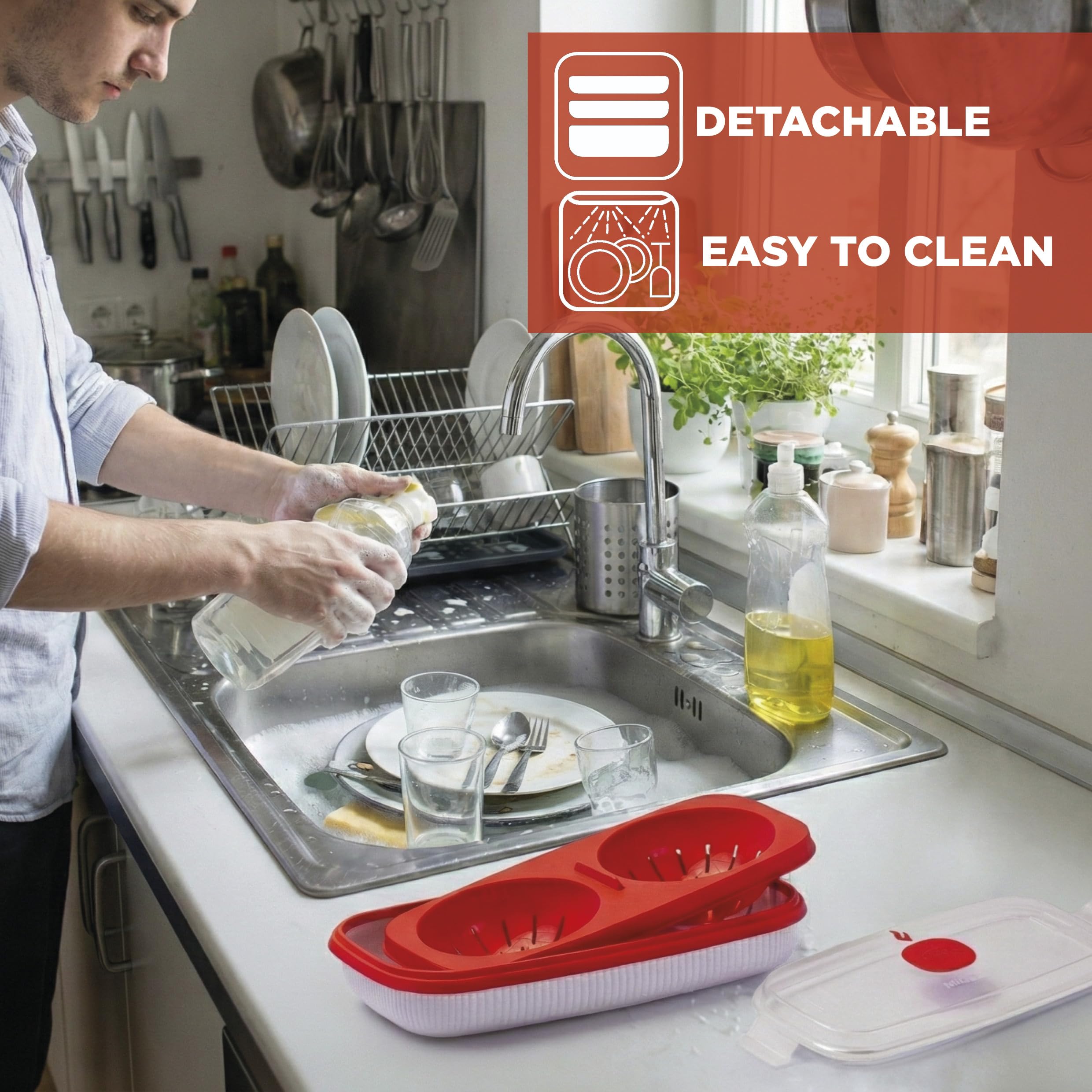 Snips Microwave Egg Poacher and Omelette Maker - 0.75L Capacity | 100% Made in Italy | 0% BPA 3