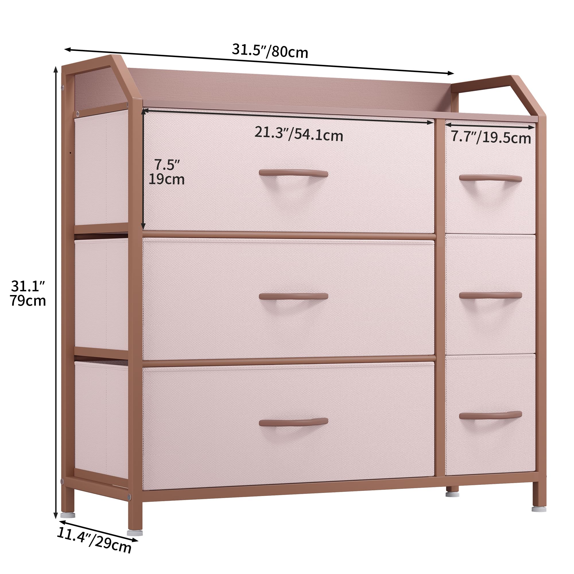 YITAHOME 6-Drawer Fabric Dresser with Metal Frame | Pink | 80W x 79H cm 3
