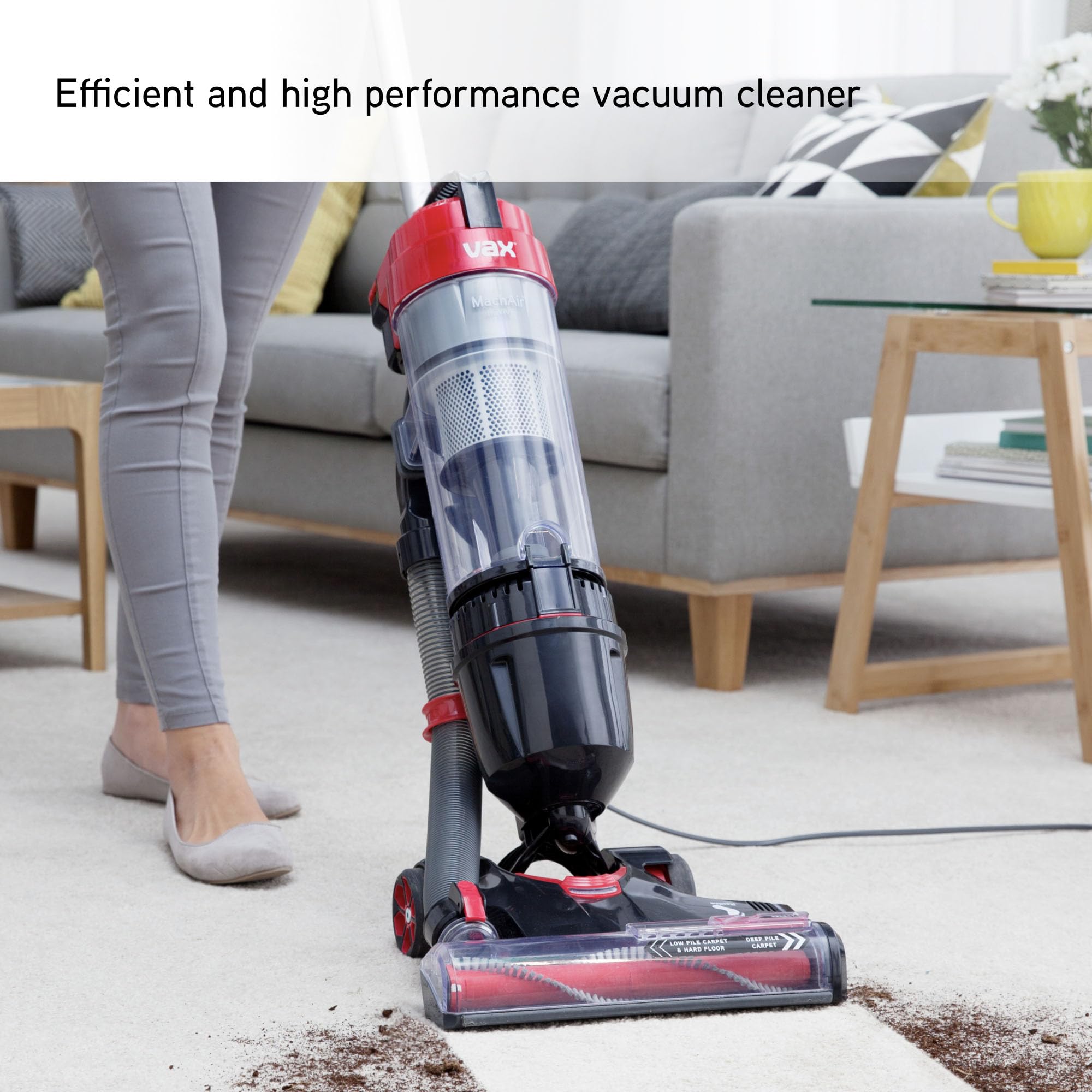 Vax Mach Air Revive Corded Upright Bagless Vacuum Cleaner - 820W, 4.9kg, 1.5L Capacity, Red 2
