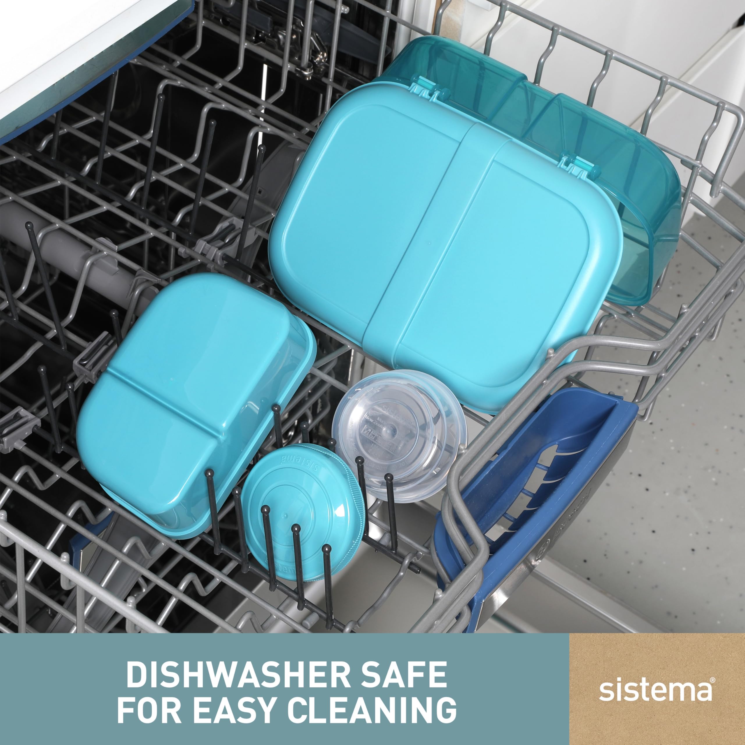 Sistema Ocean Bound Plastic Bento Box - 1.1 L Capacity | Teal/Blue | Microwave Safe 5