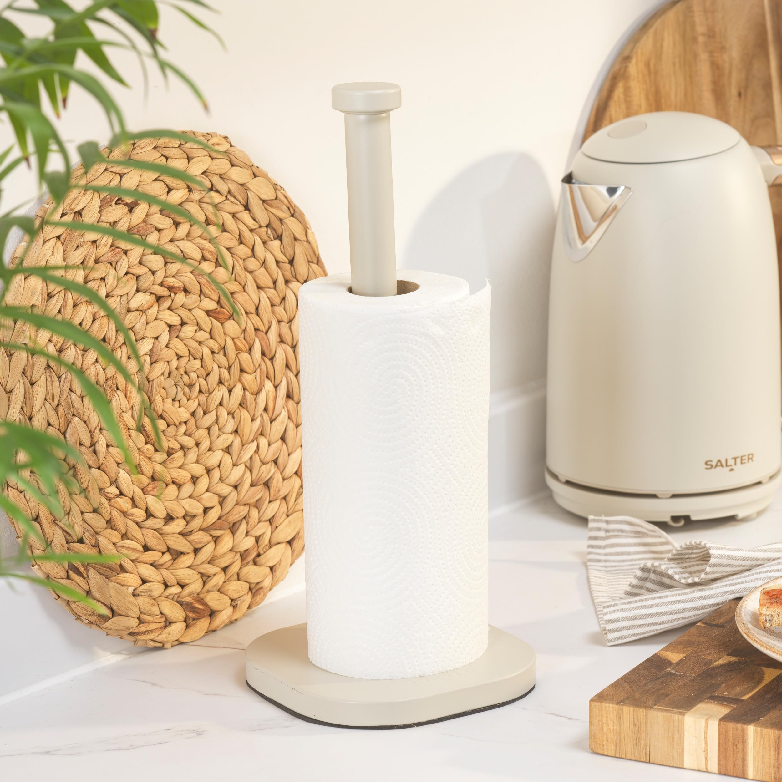 Salter Pebble Freestanding Paper Towel Holder - Carbon Steel | Beige | 15 x 34cm Footprint 3