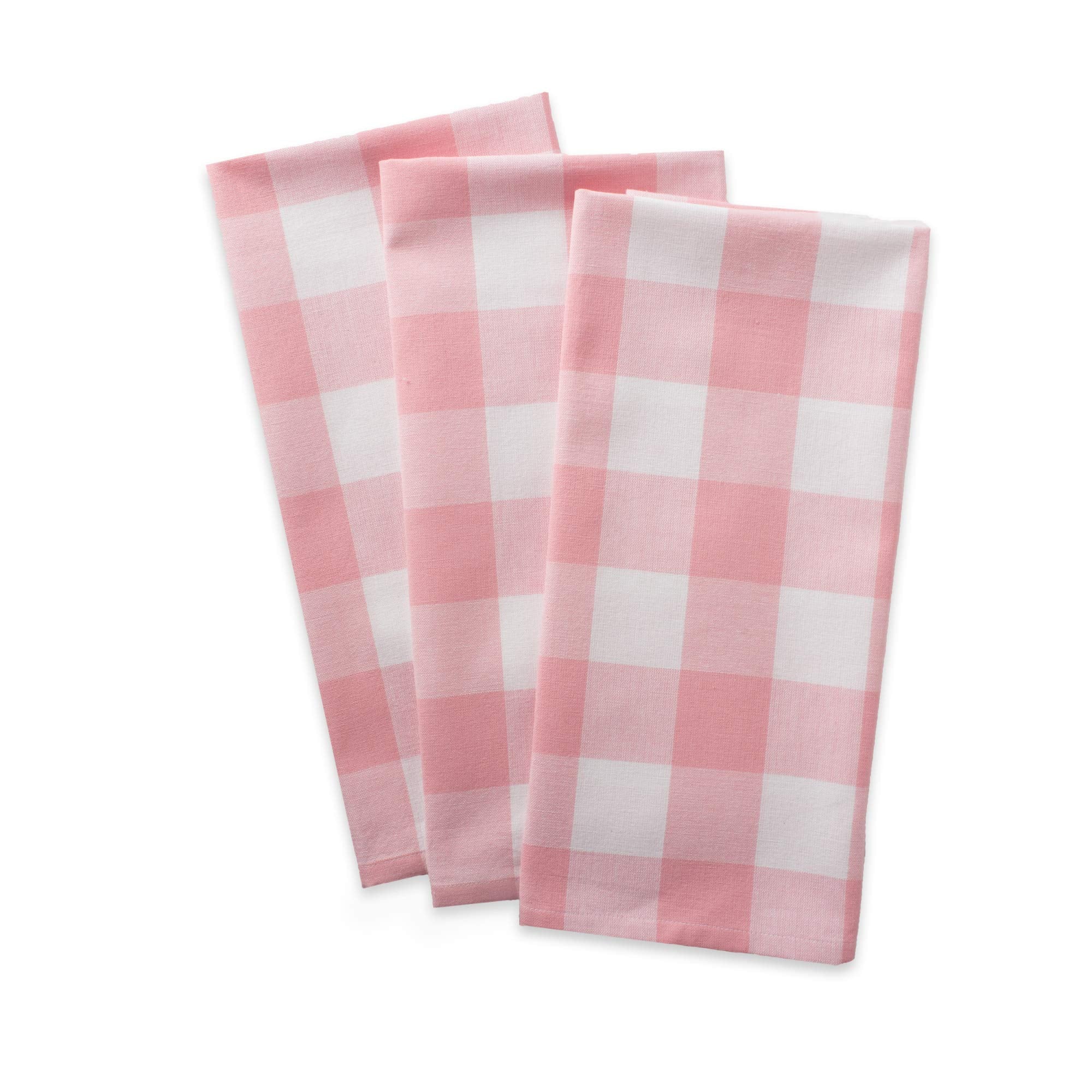 DII Buffalo Check Kitchen Collection Dishtowel Set - Pink & White | 20x30 Inches | 3 Pack 2
