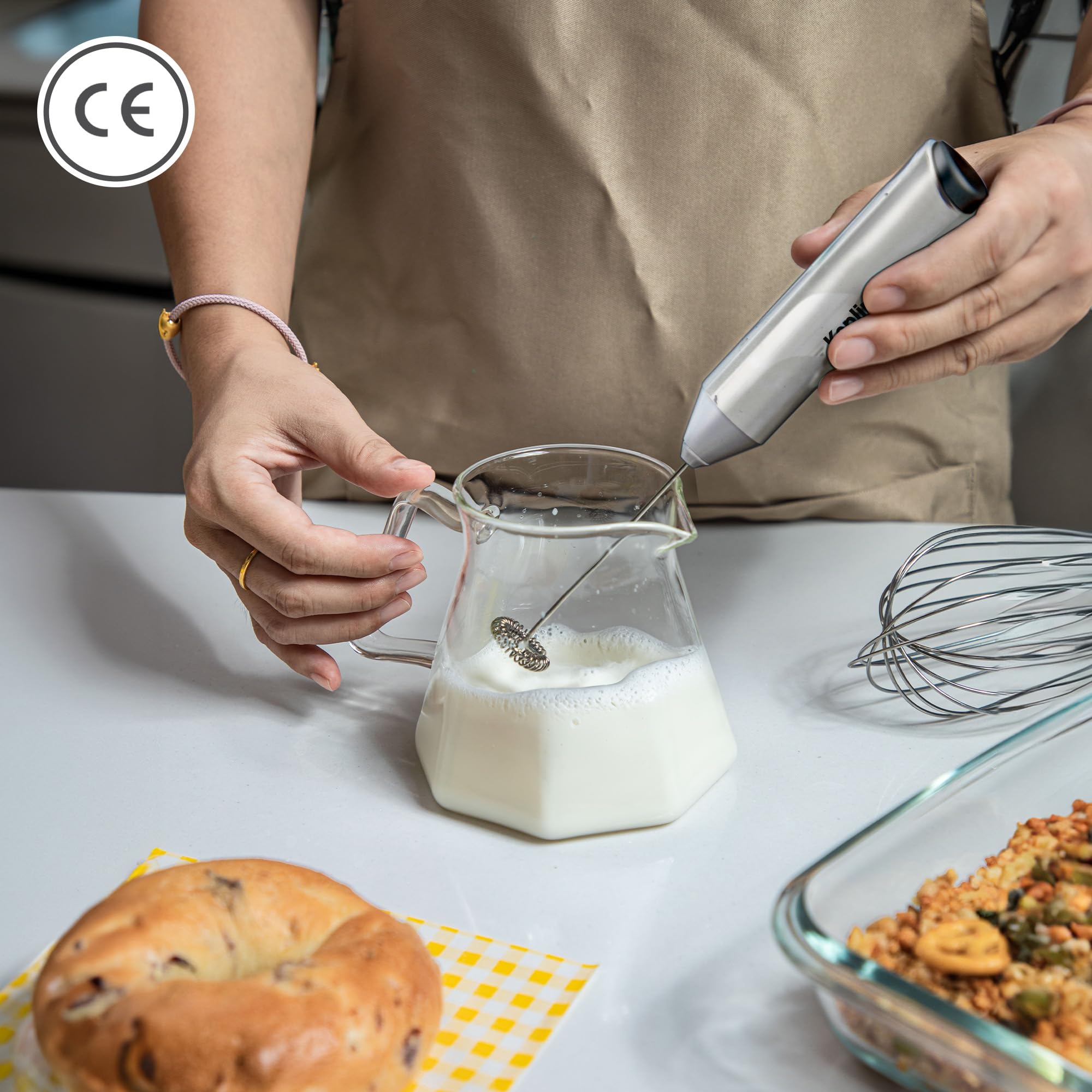 KEPLIN Handheld Milk Frother - Stainless Steel Electric Whisk | Portable | Self-Cleaning 7