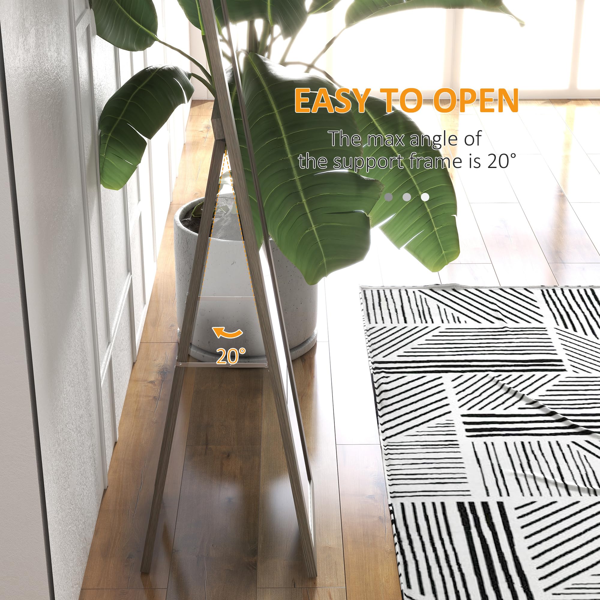 HOMCOM Full Length Floor Mirror - Grey Wood-Effect Frame | 157H x 37W cm | Wall Mount or Stand 5