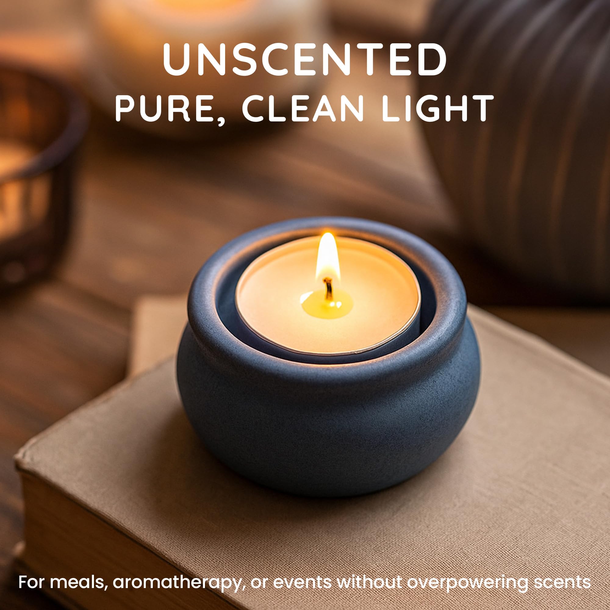 CUQOO Unscented Tealight Candles - 8 Hour Burn Time | 50 Pack | Plant-based Wax 6