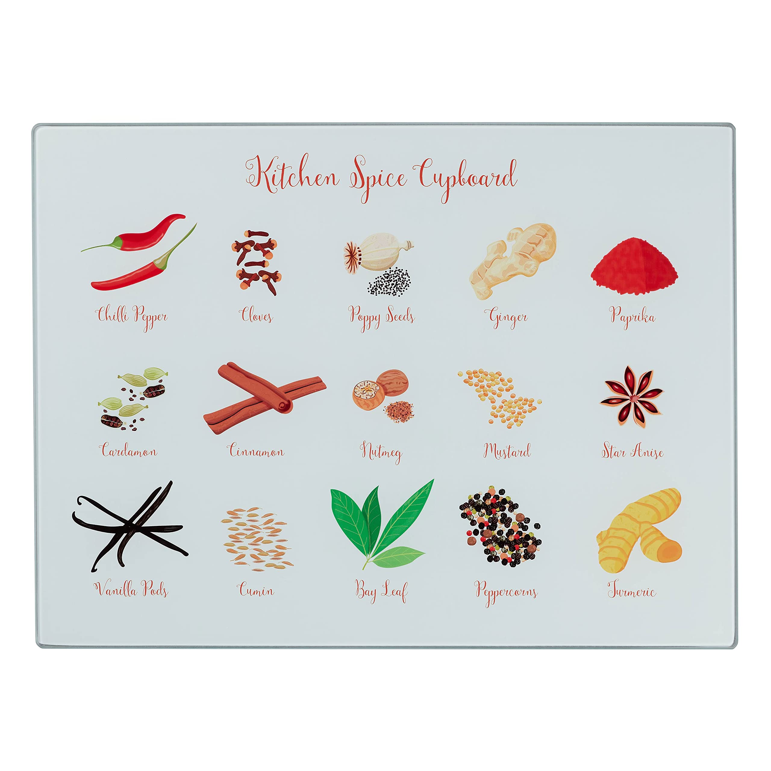 Tala Spice Design Toughened Glass Chopping Board and Work Top Saver | 30 x 40 cm | Heat Resistant