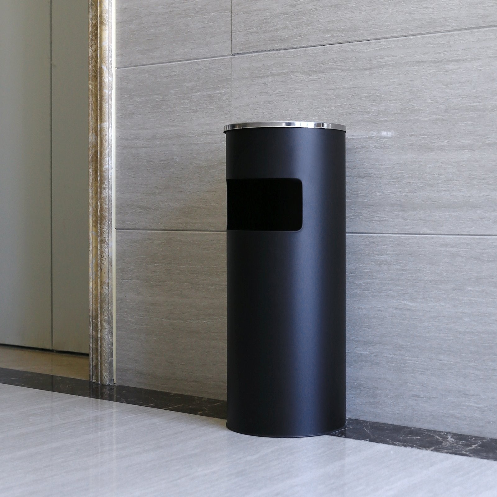SONGMICS Outdoor Stainless Steel Waste Separation System with Ashtray | Black | 30L Capacity 6