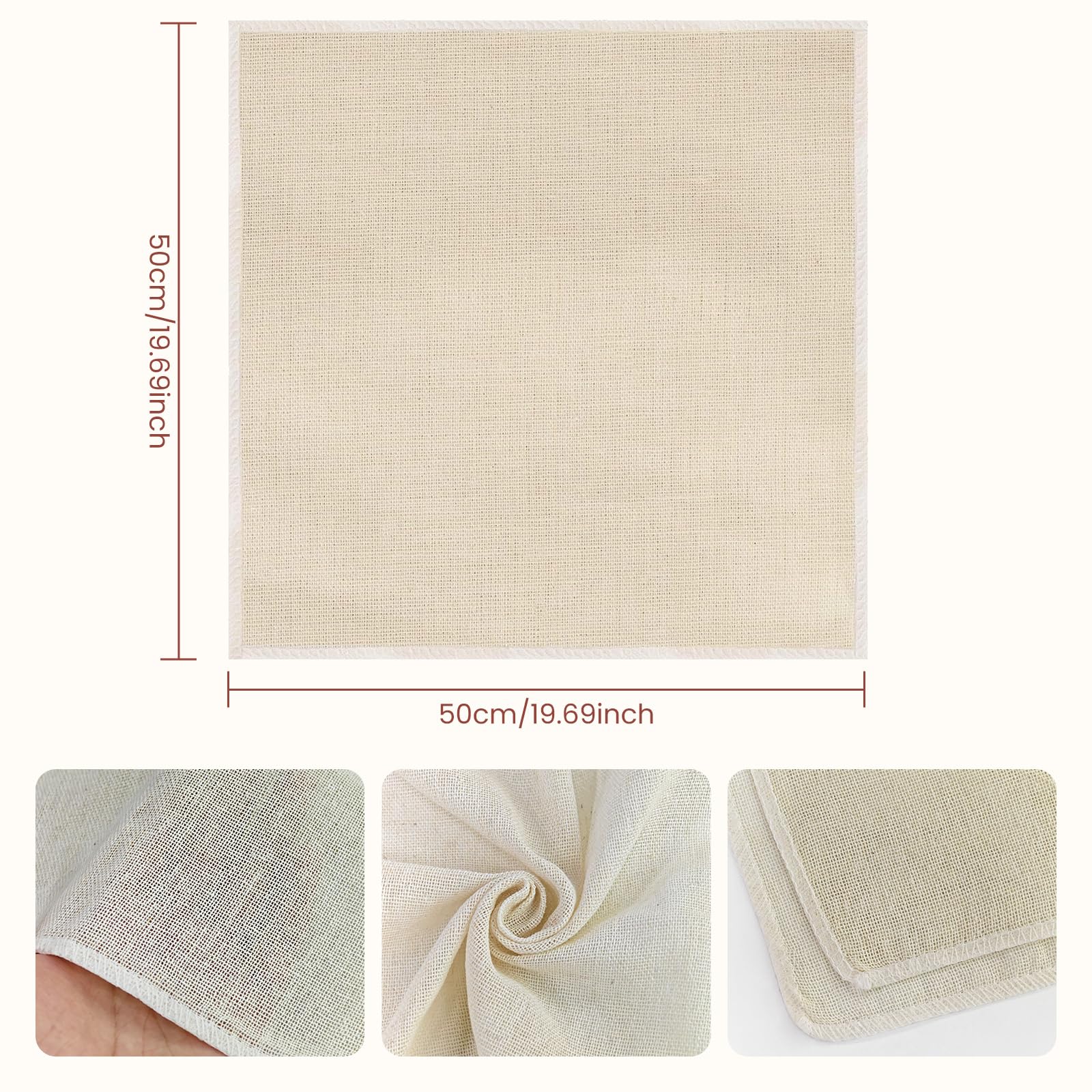 Admygo 4 Pcs Cheese Cloths for Straining - Reusable Unbleached Cotton, 50x50 cm