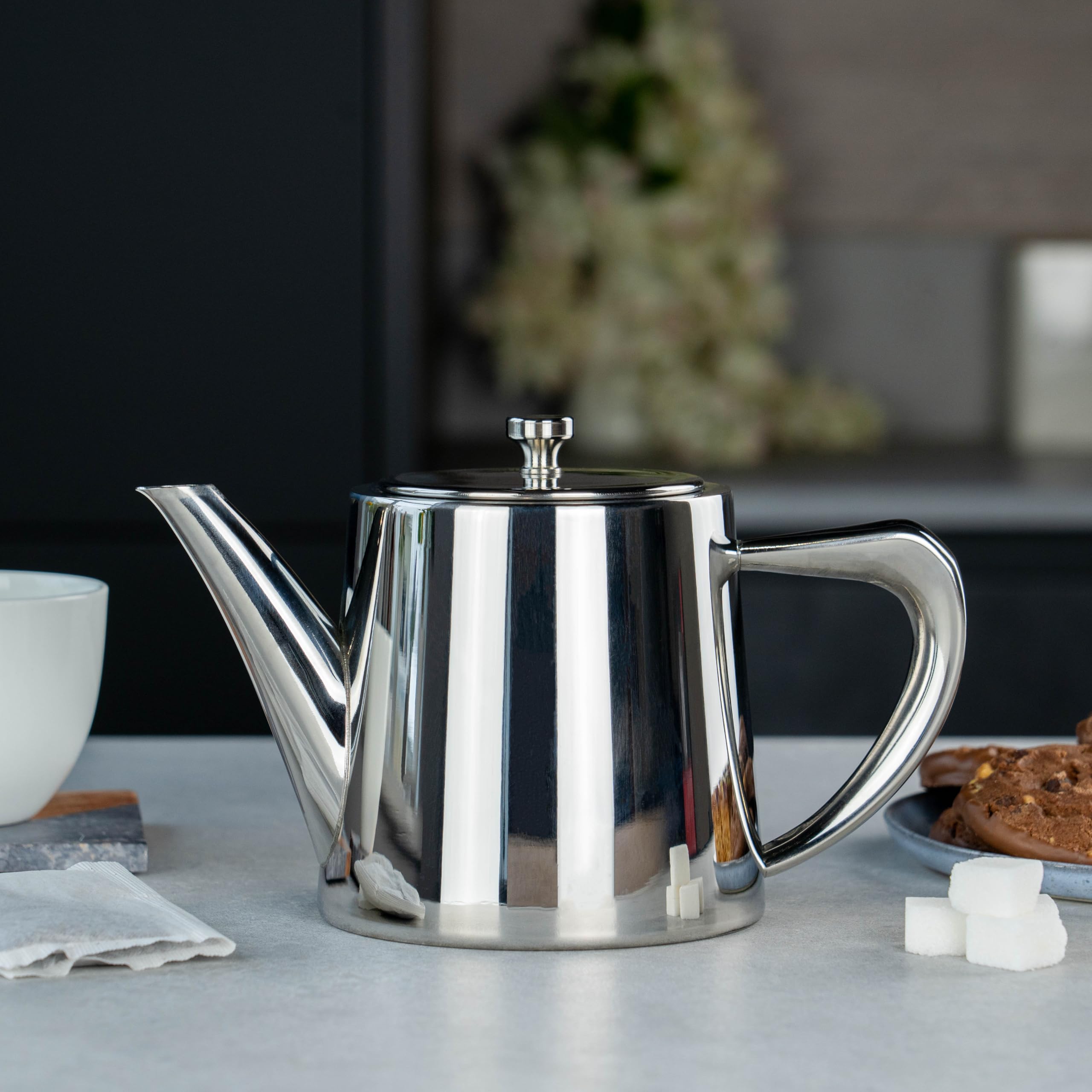 Café Olé Derwent Teapot - 24oz (680ml) | Stainless Steel | Cool-Touch Handle 5