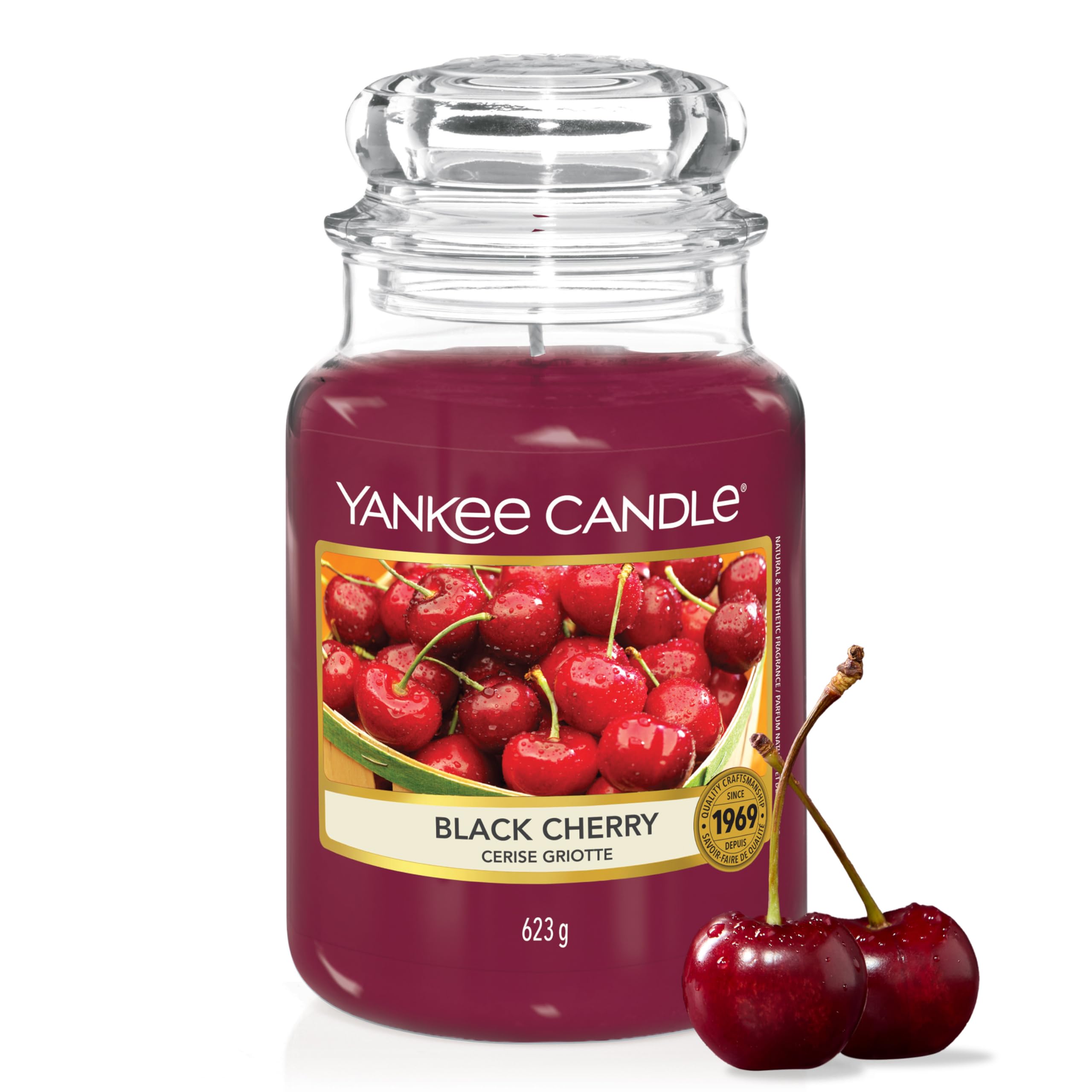 Yankee Candle Scented Candle - Black Cherry Large Jar | Up to 150 Hours Burn Time | 623g 1