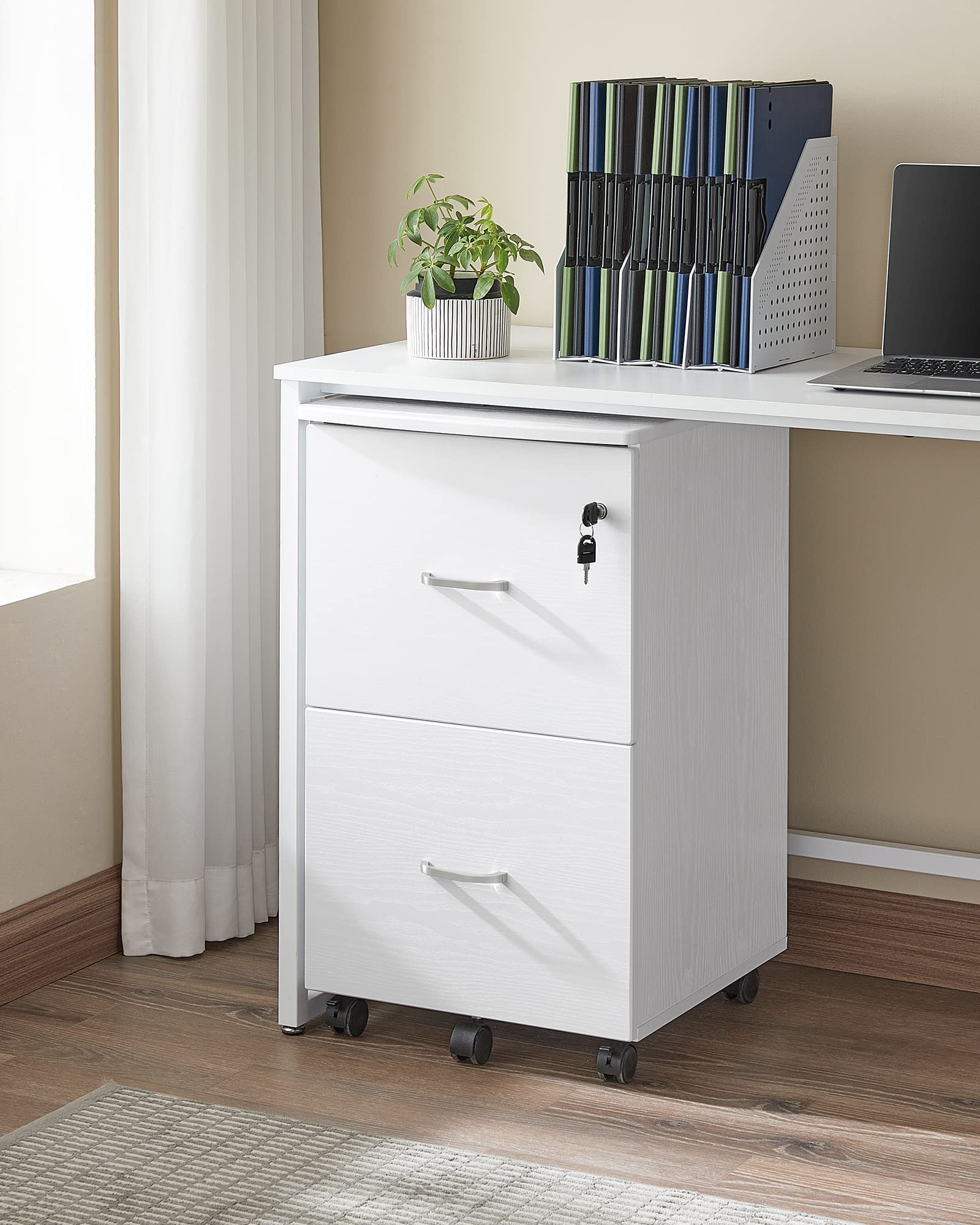 VASAGLE Mobile File Cabinet - 2 Lockable Drawers | White Finish | Fits Under Desk | 43 x 44.5 x 72 cm 7