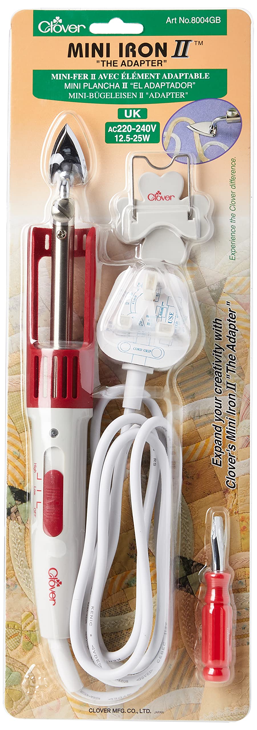Clover CL8004GB Mini Iron - Lightweight & Portable for Quilting, Sewing, and Crafting | Red 1