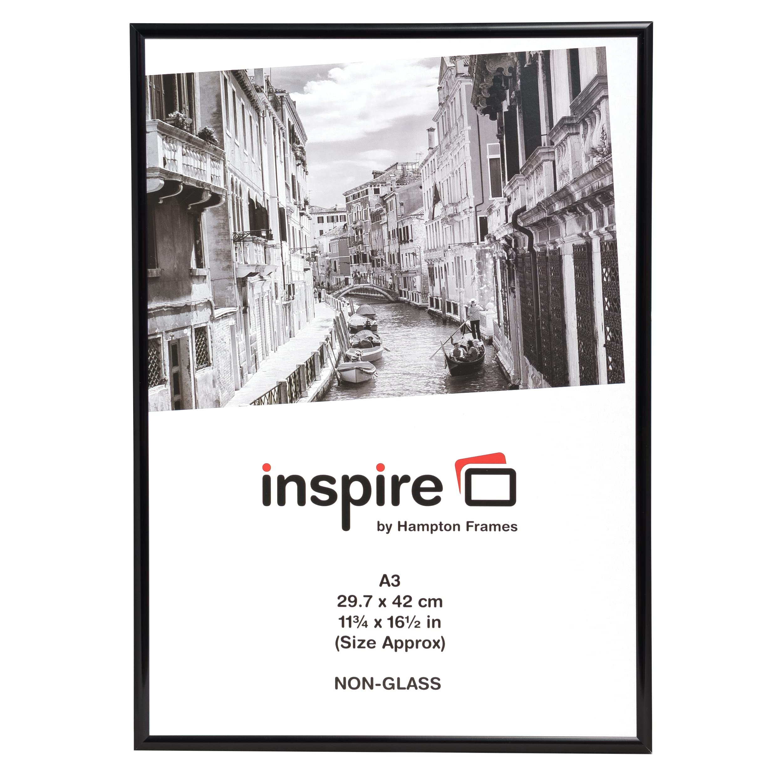 Hampton Frames BACKLOADER Poster Frame - Black Plastic for A3 (30x42cm) Certificates & Photos