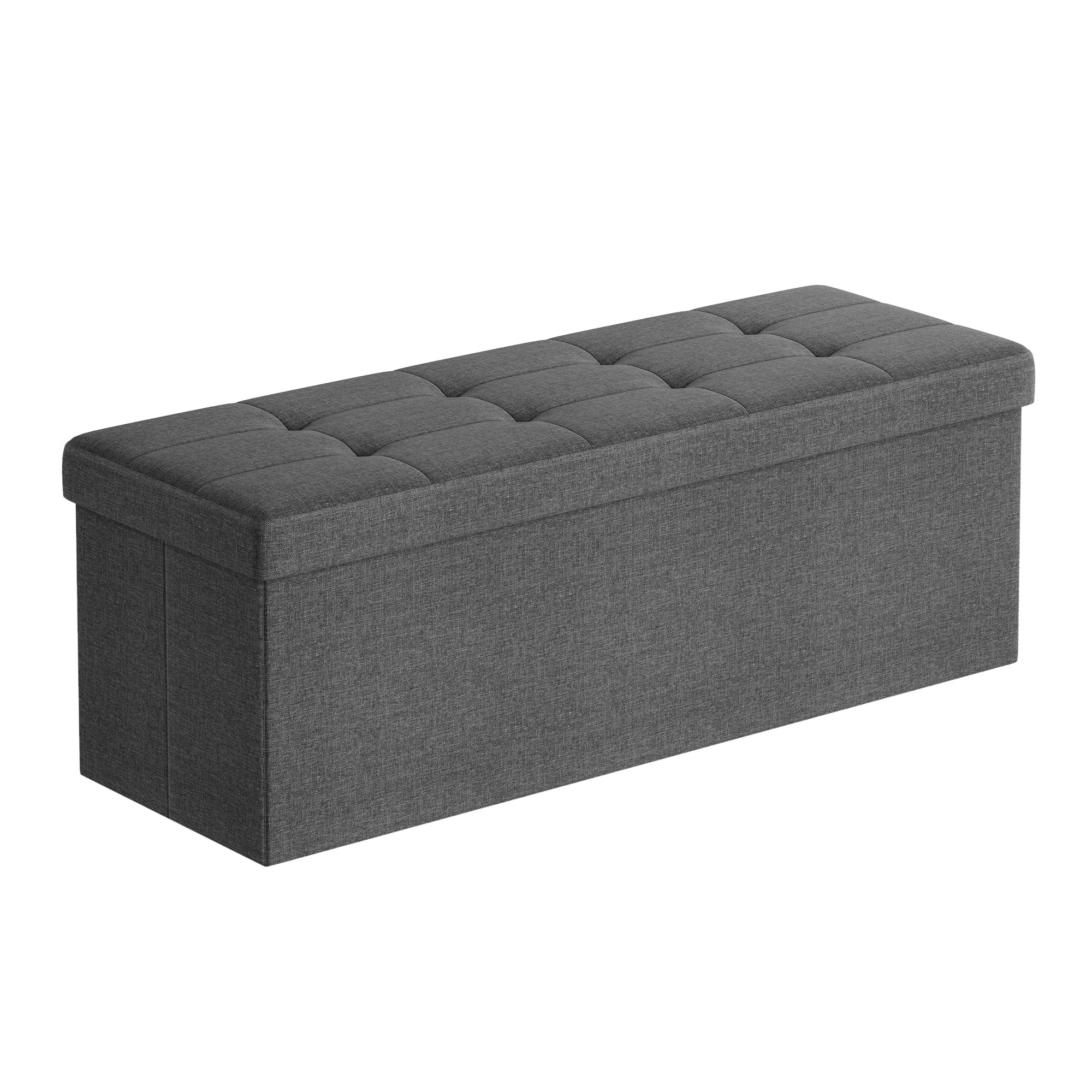 SONGMICS MAZIE Storage Ottoman Bench - 110 cm Folding Foot Rest | 300 kg Capacity | Dark Grey 1