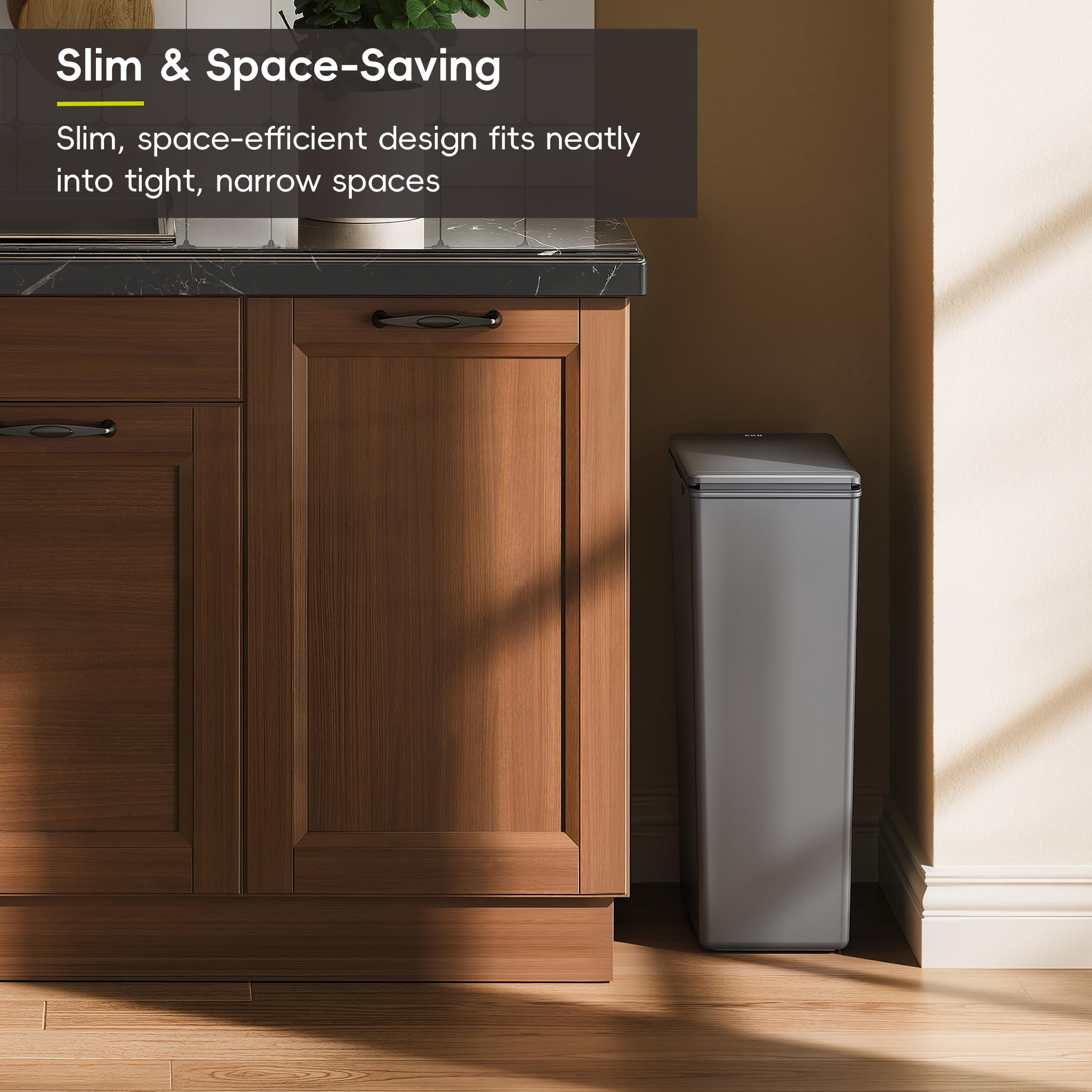 EKO Morandi 30L Kitchen Recycling Bin with Touch-Top Lid | Slim Plastic Design | Dark Grey 5