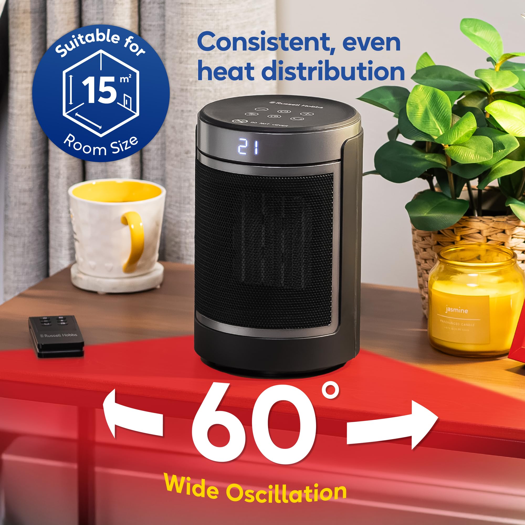 Russell Hobbs RHCH2002S Electric Space Heater - 1500W, Oscillating, Remote Control | Heats up to 15m² 3