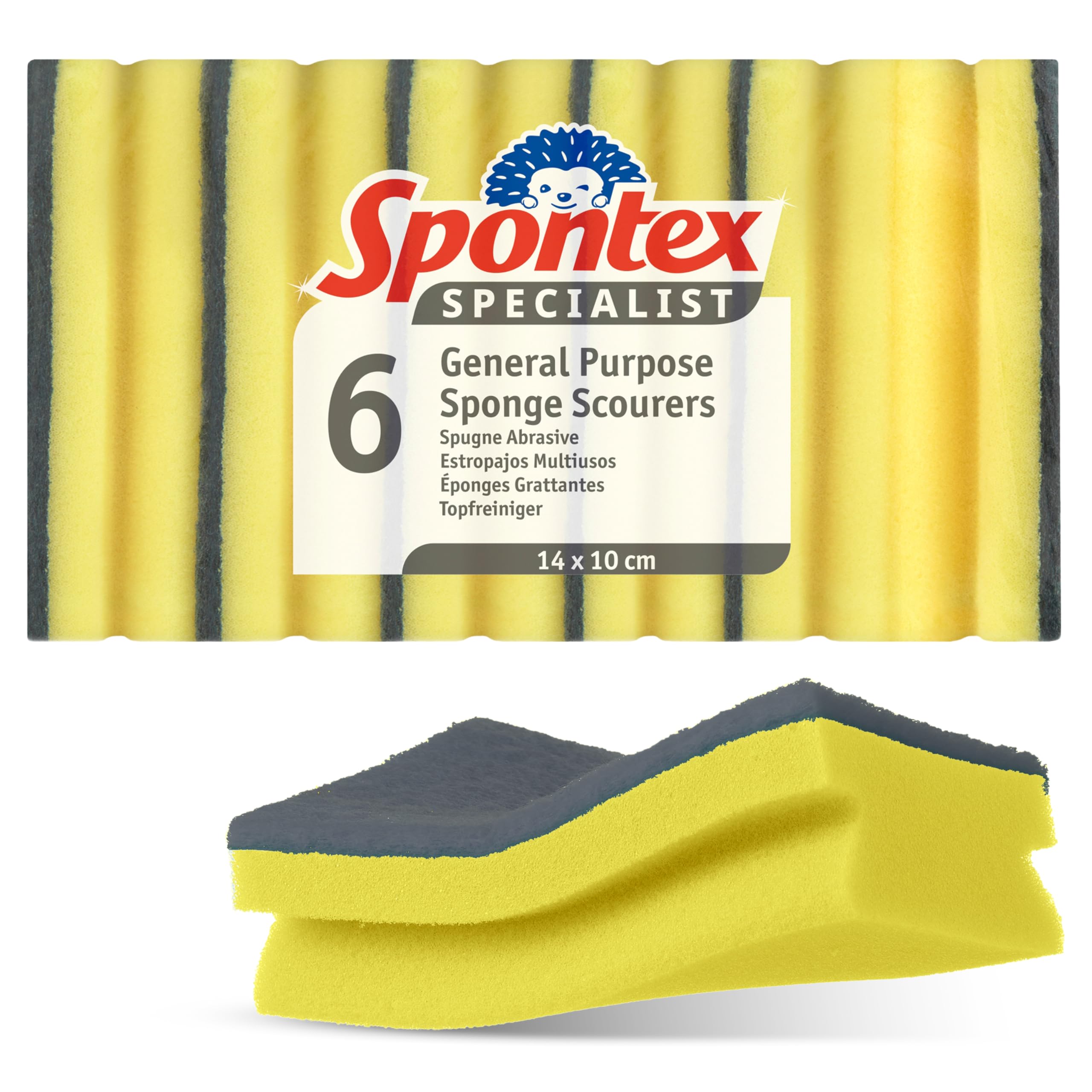 Spontex Specialist General Purpose Sponge Scourer - XL Size, Pack of 6 | Strong Residue Removal 1