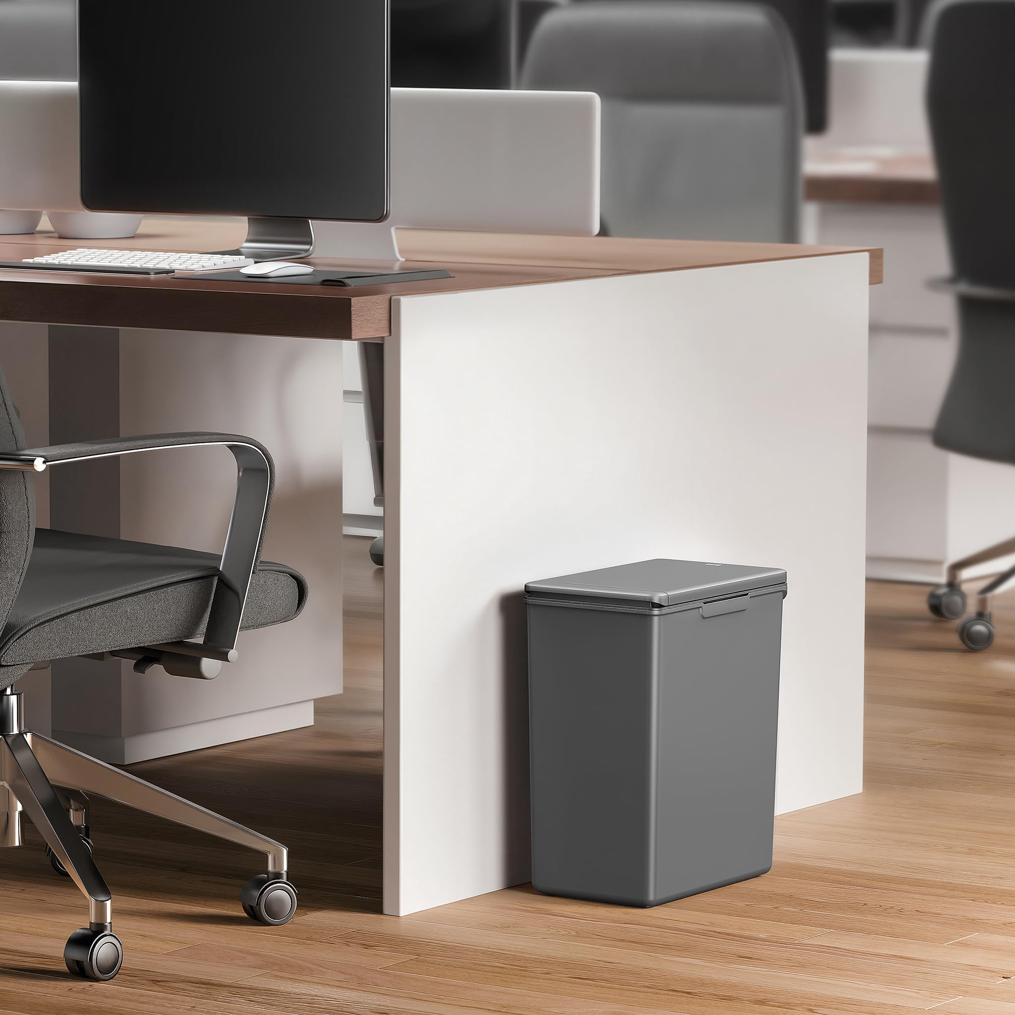 EKO Morandi 20L Kitchen Recycling Bin with Touch-Top Lid | Slim Plastic Resin Design | Dark Grey 2