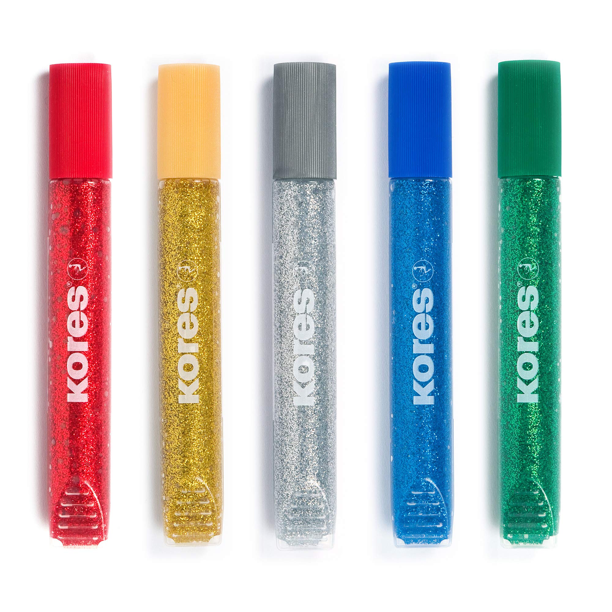 Kores Glitter Glue Pens - 10.5 ml (Pack of 5) | Acid-Free Craft Adhesive 2