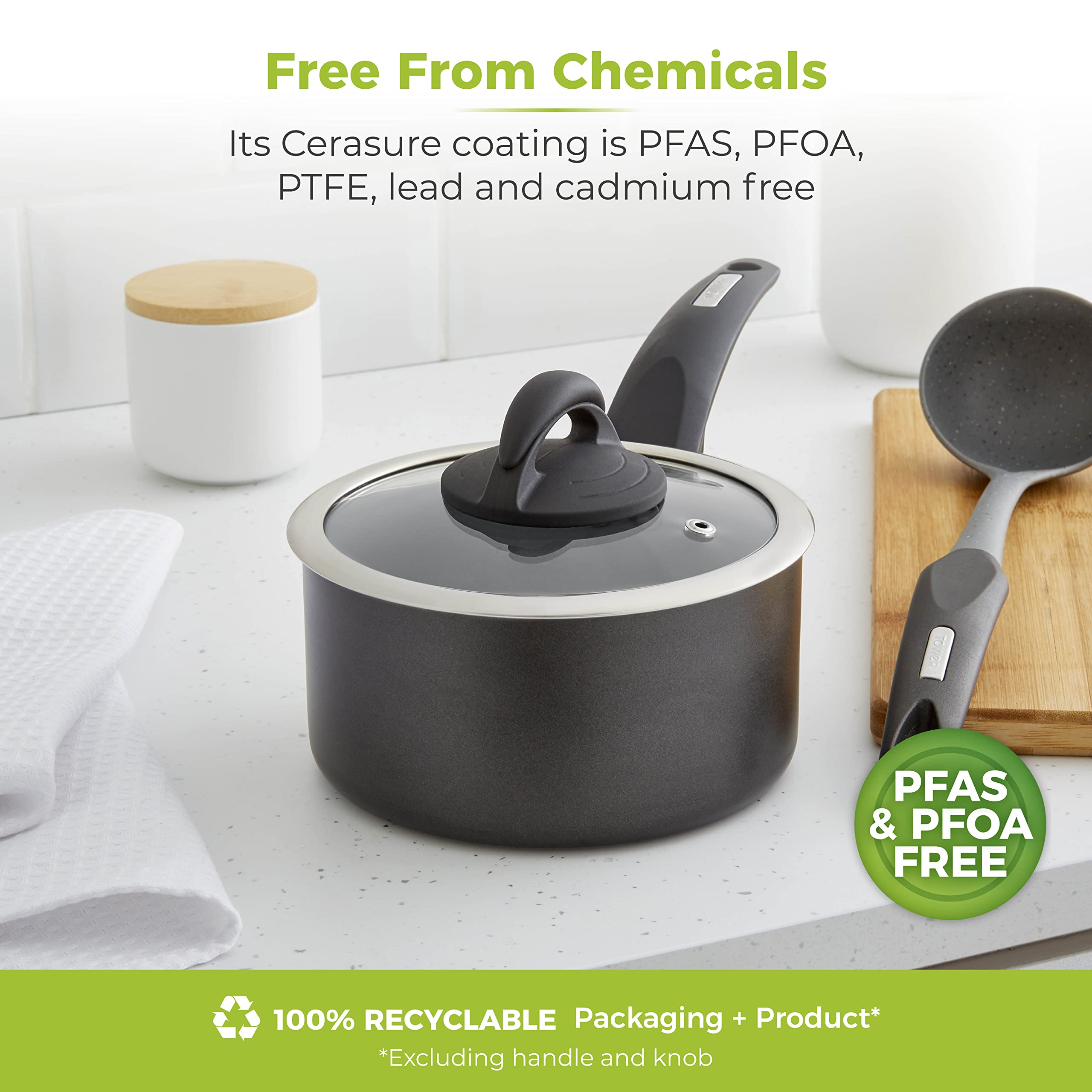 Tower Cerasure 16 cm Saucepan with Non-Stick Coating | Graphite | All Hobs Incl. Induction 8
